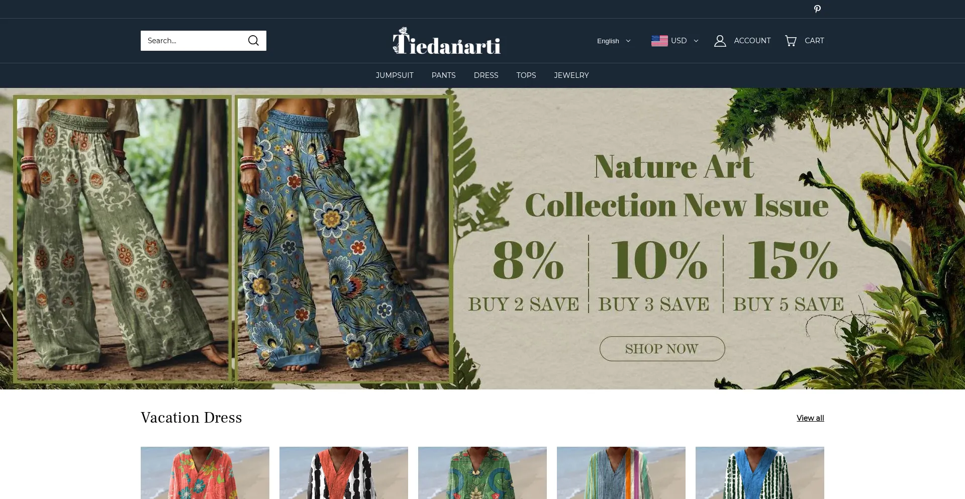 Website screenshot of Tiedanarti.com