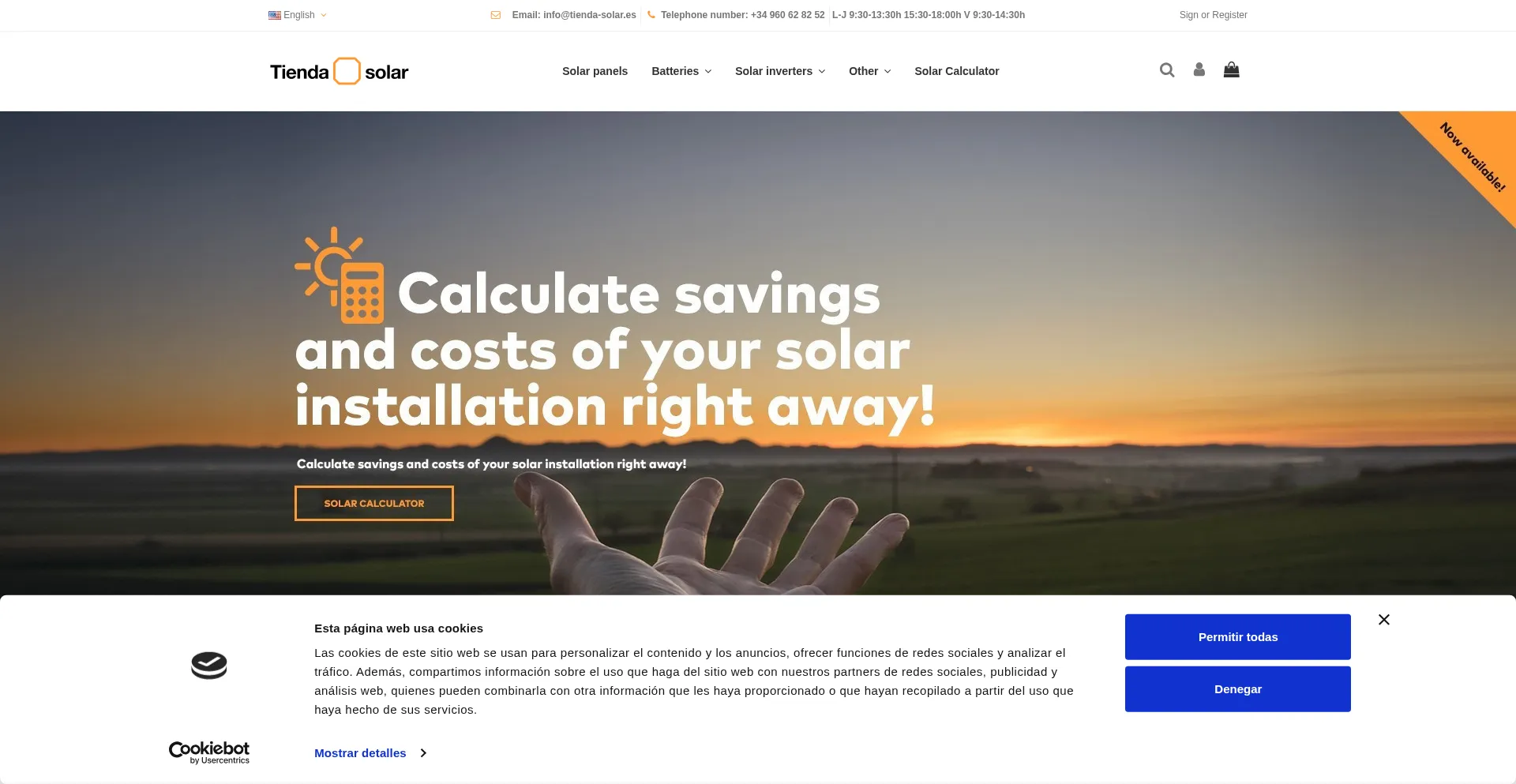 Website screenshot of Tienda-solar.es