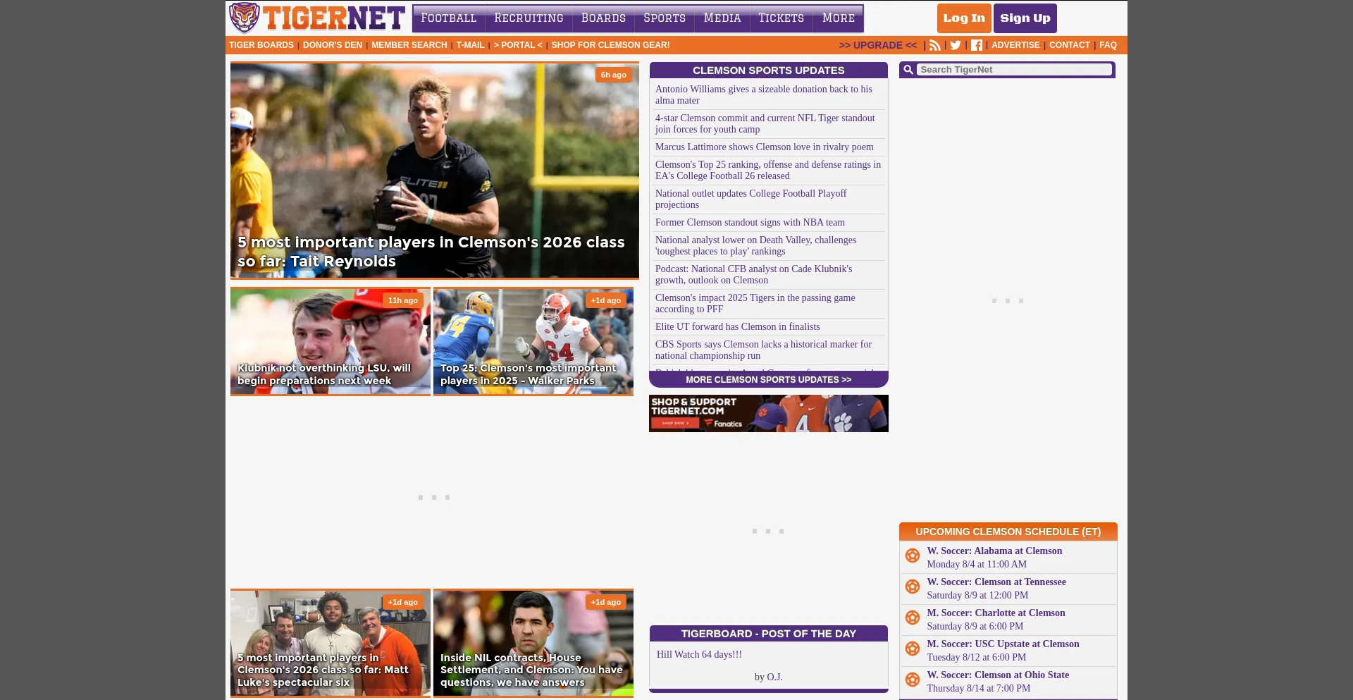 Website screenshot of Tigernet.com