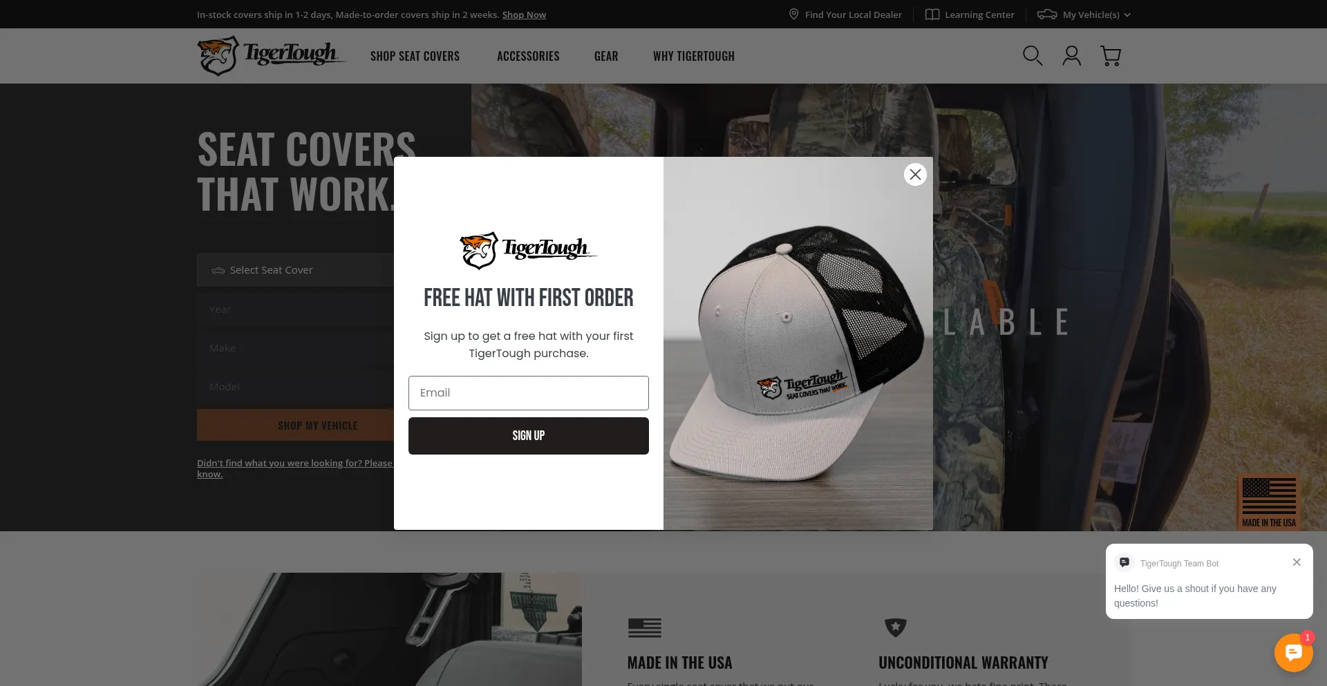 Website screenshot of Tigertough.com