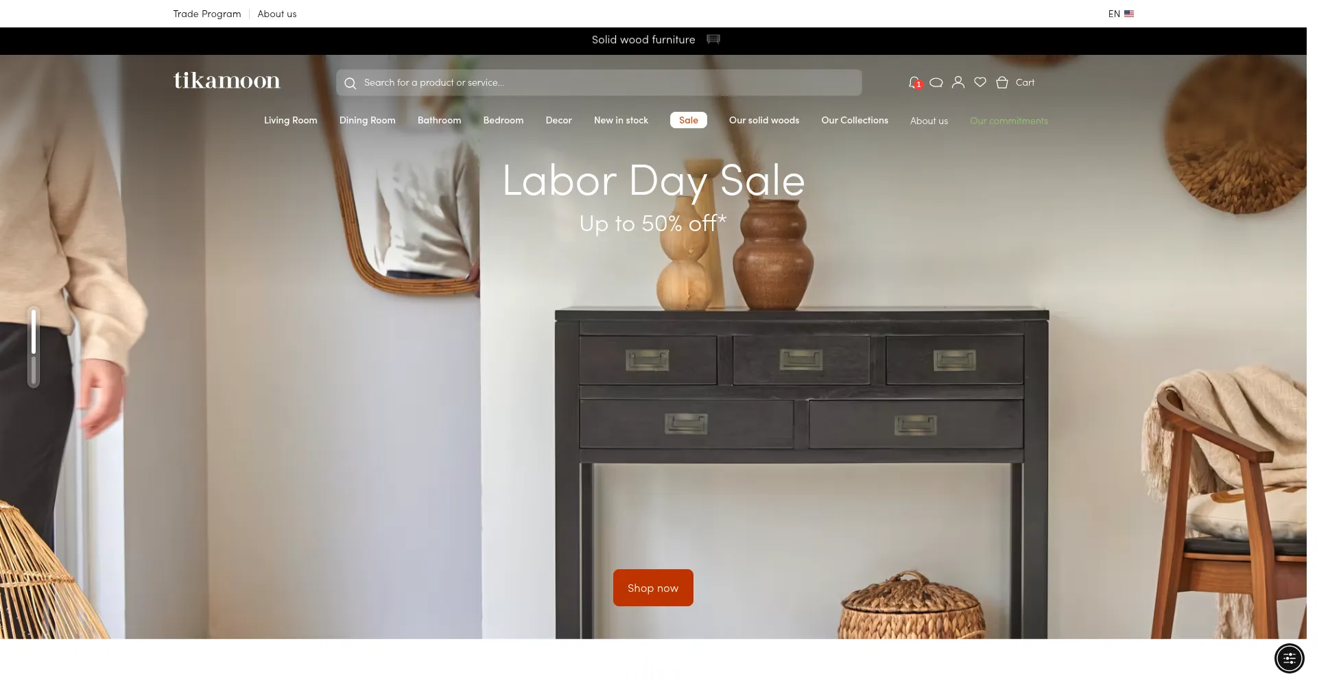 Website screenshot of Tikamoon.co