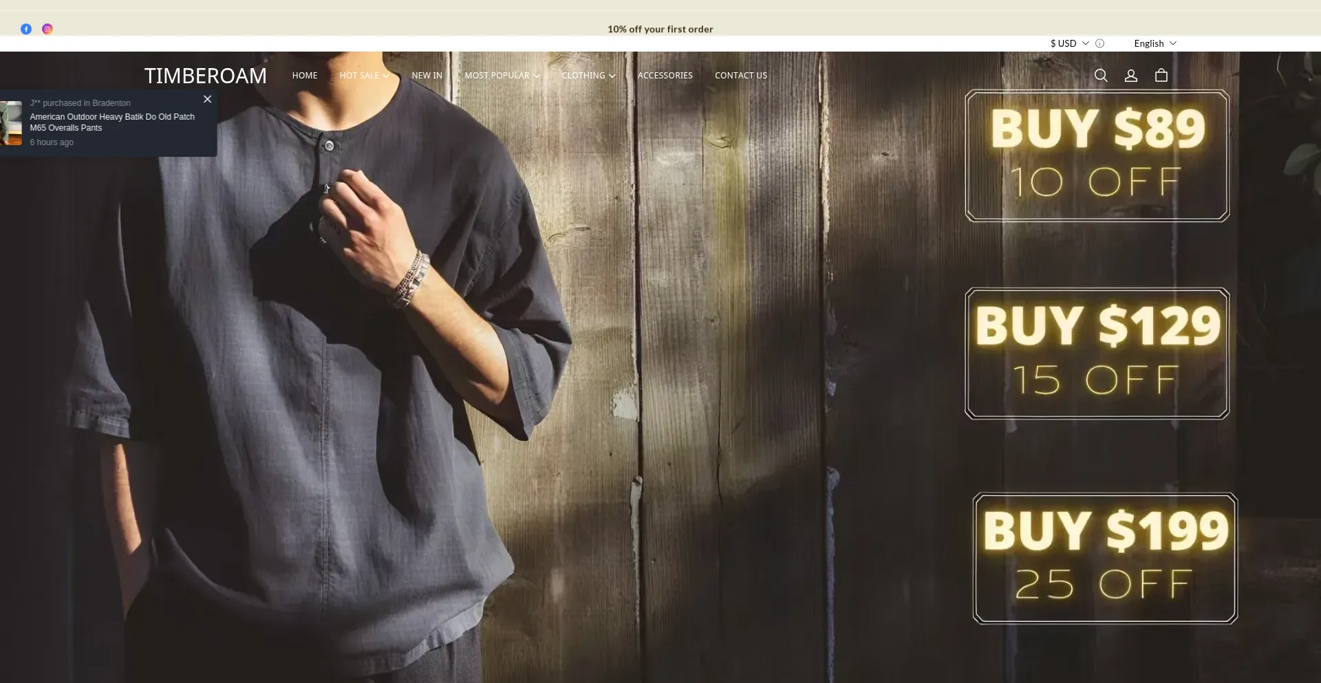 Website screenshot of Timberoam.com