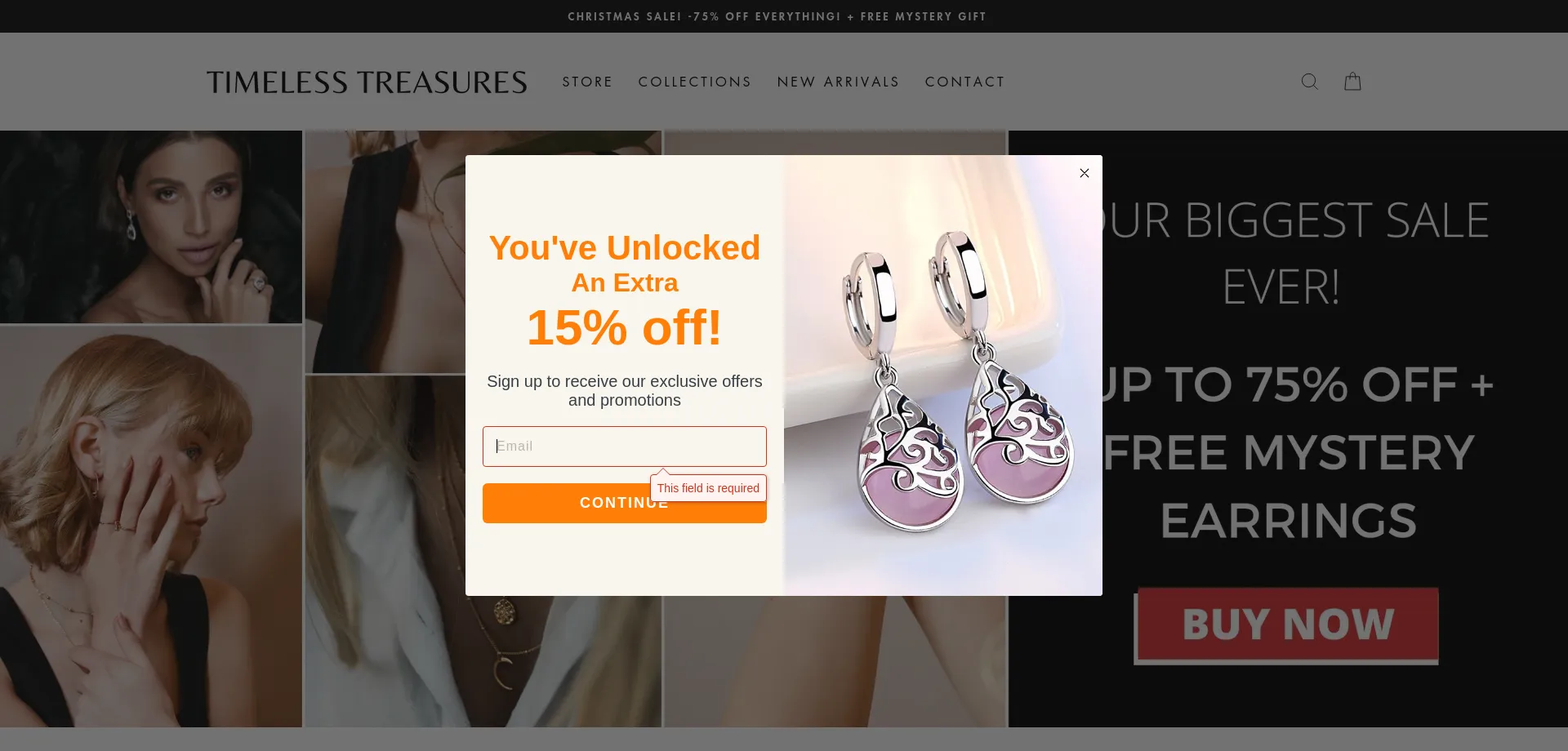 Website screenshot of Timelesstreasuresbrandco.com