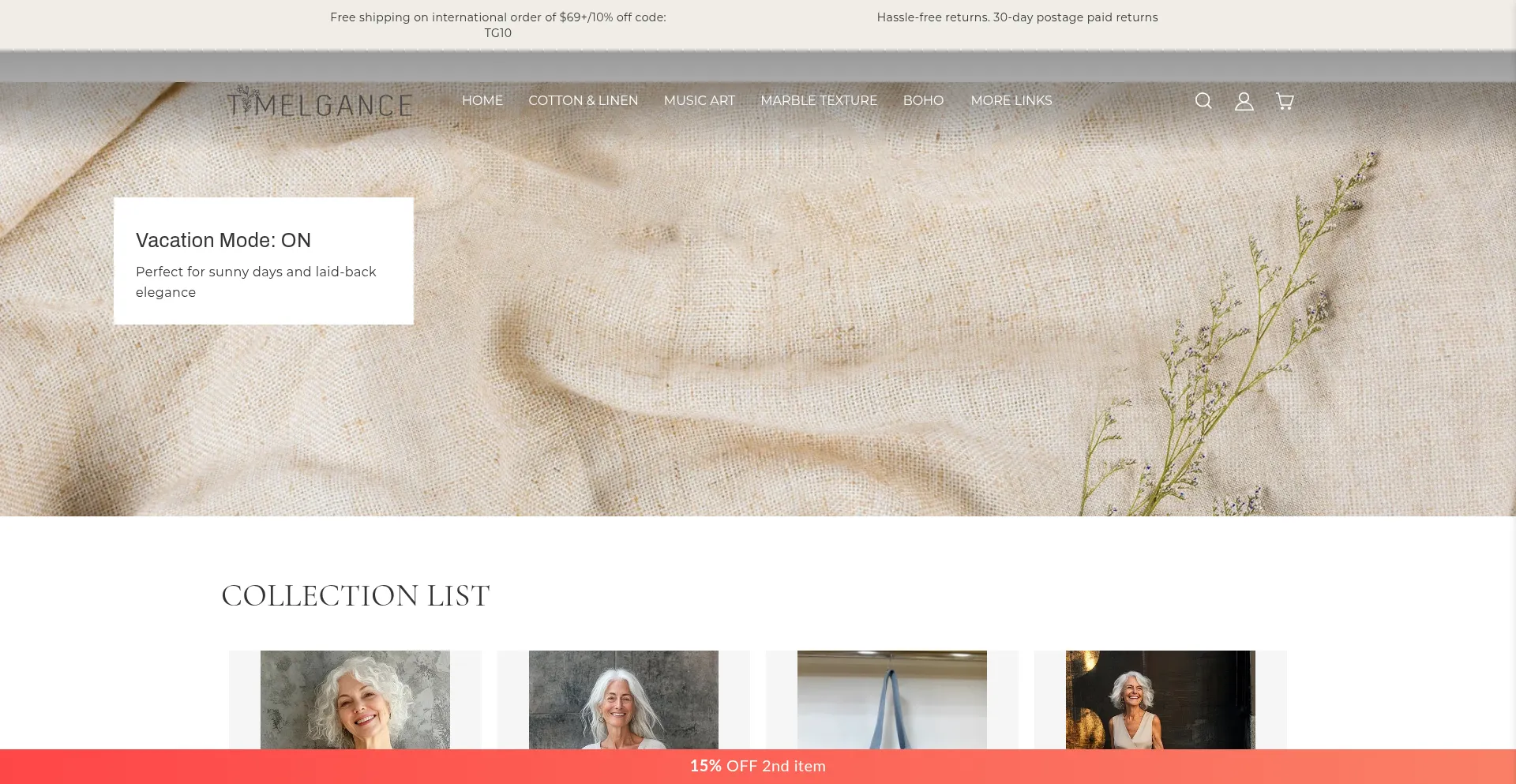 Website screenshot of Timelgance.com