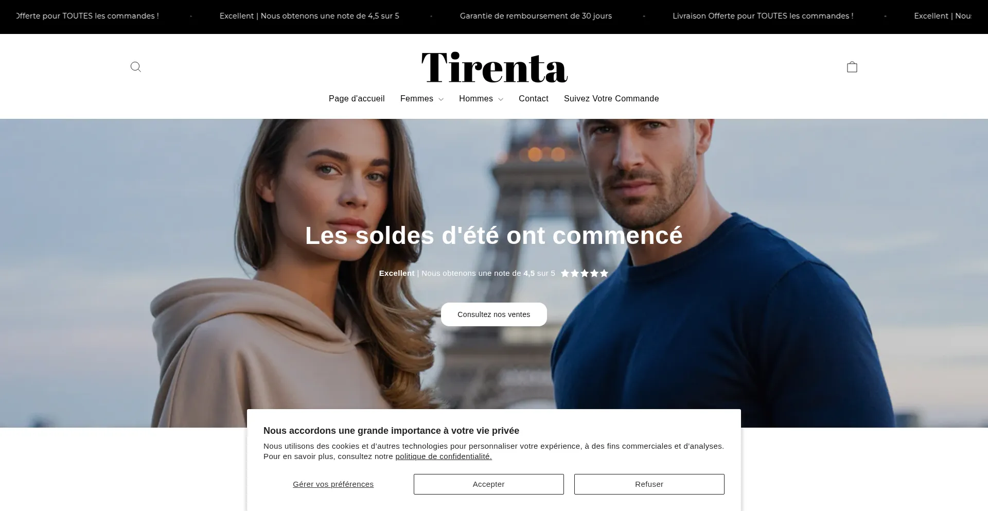 Website screenshot of Tirenta.com