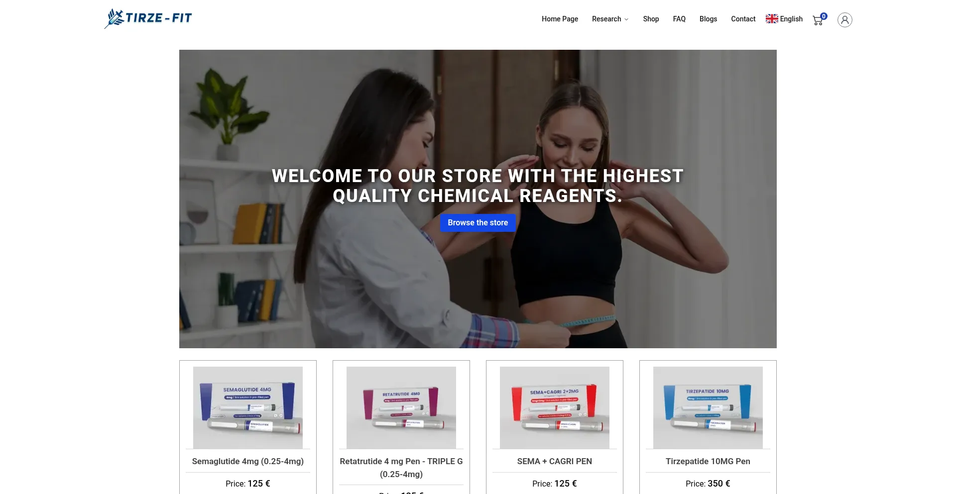 Website screenshot of Tirze-fit.com