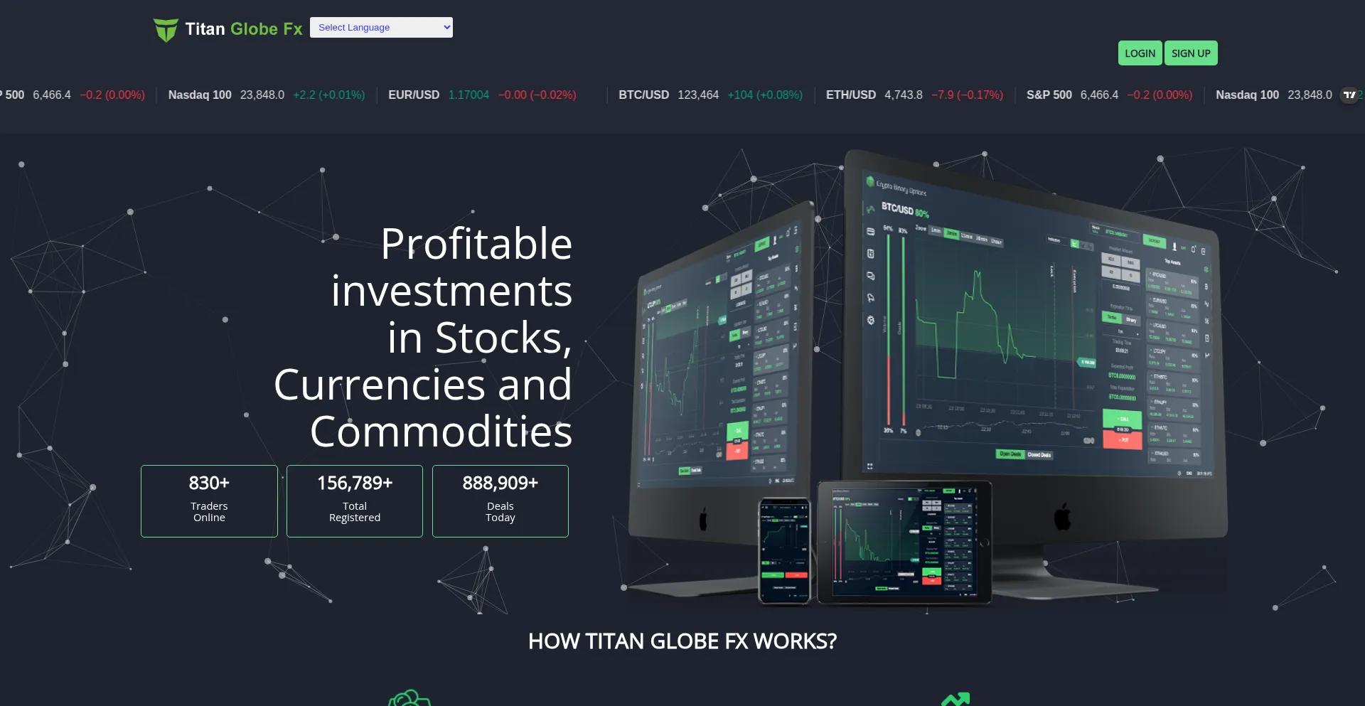 Website screenshot of Titanglobefx.com