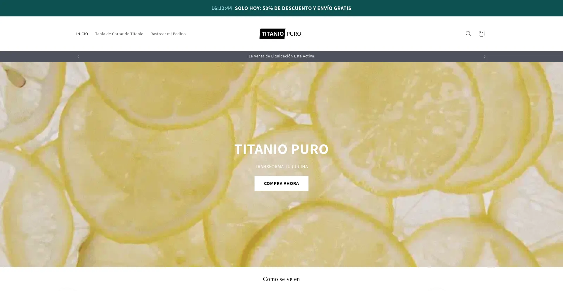 Website screenshot of Titaniopuro.com