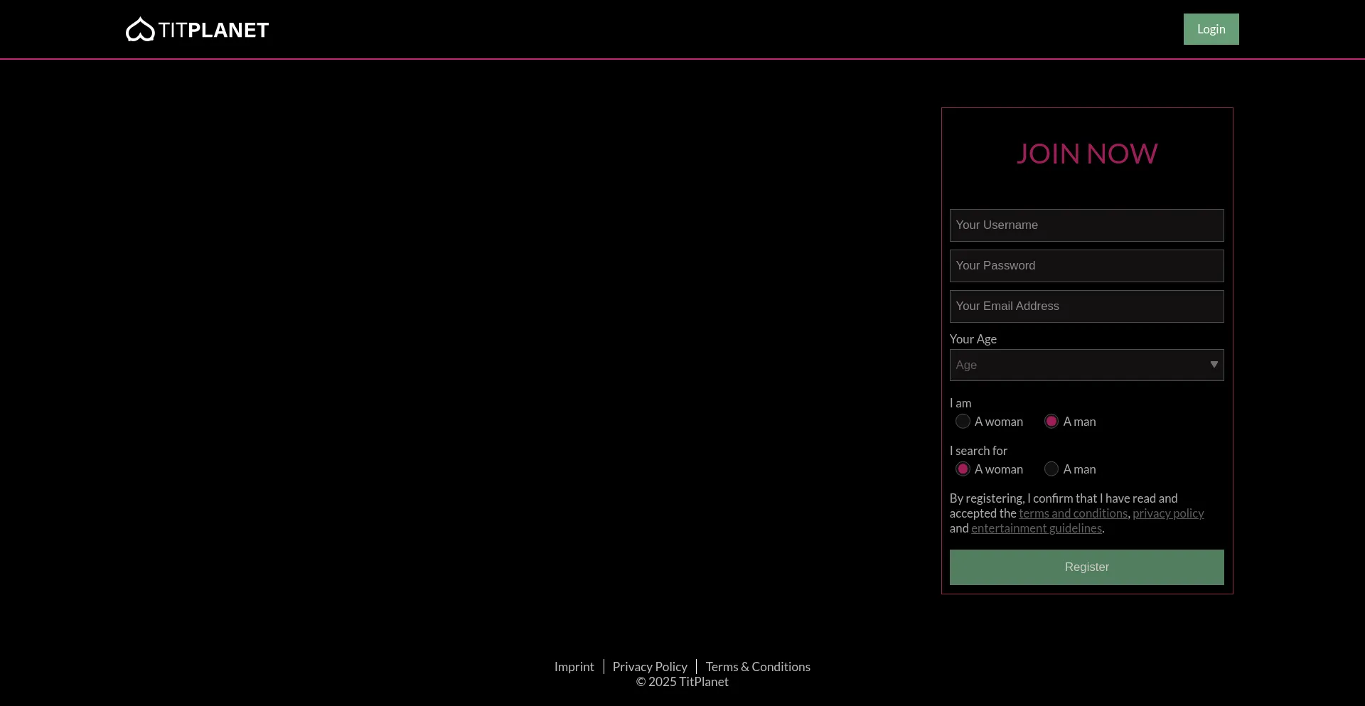 Website screenshot of Titplanet.com
