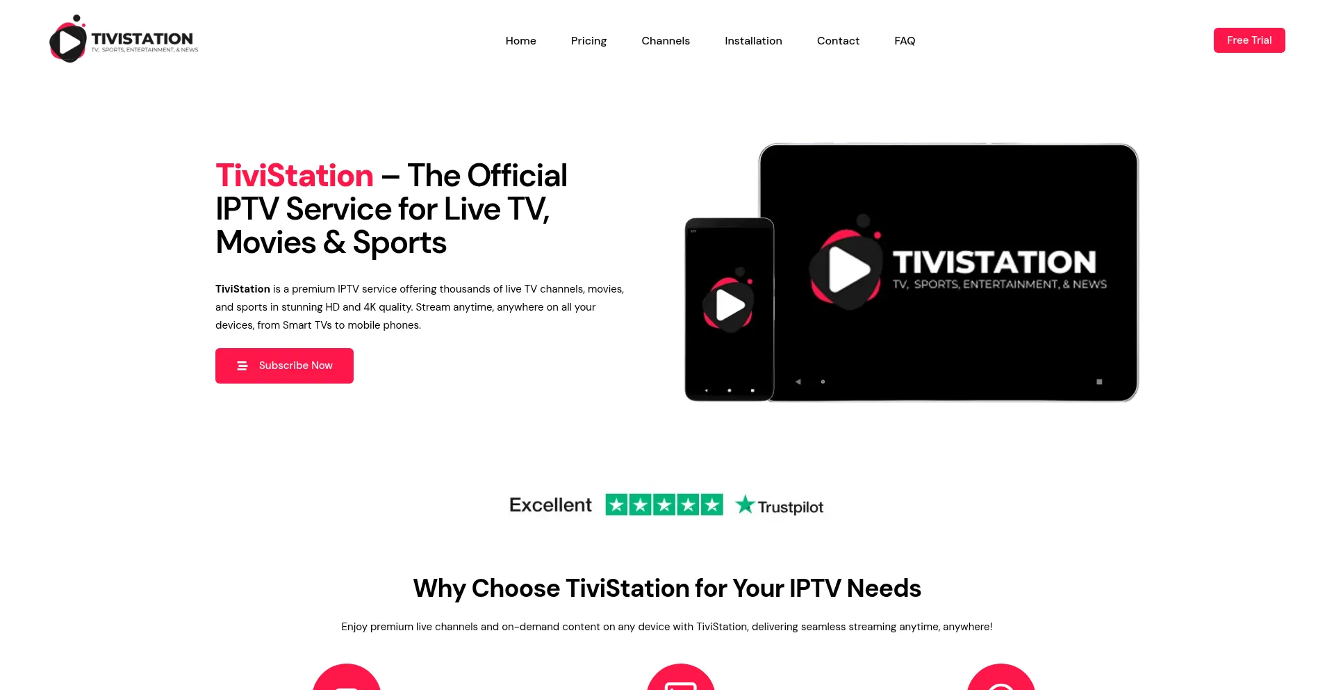 Website screenshot of Tivistations.com