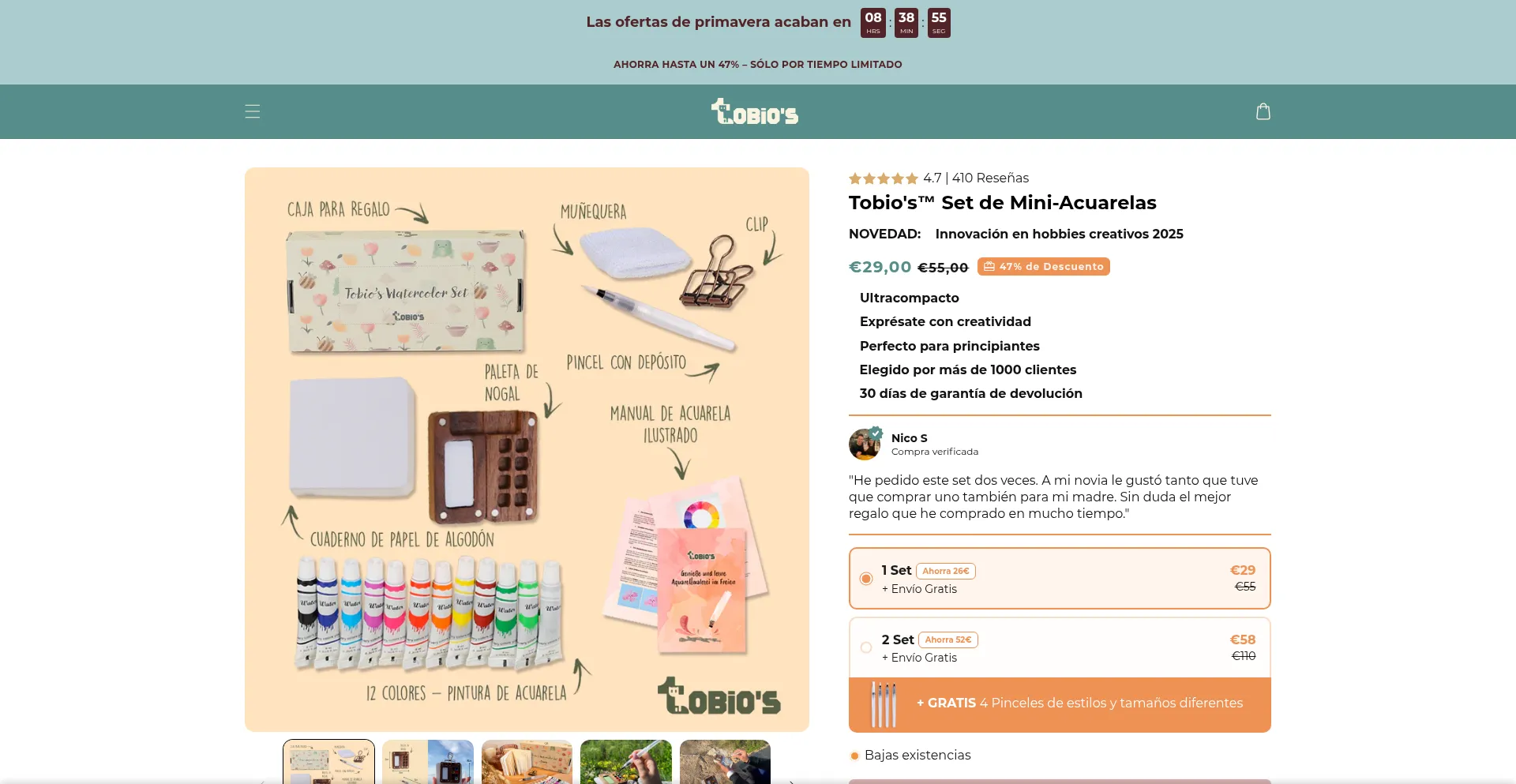 Website screenshot of Tobios.es