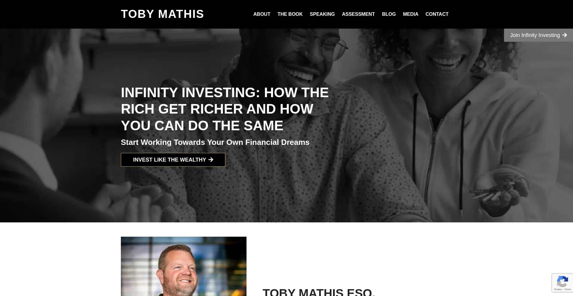 Website screenshot of Tobymathis.com