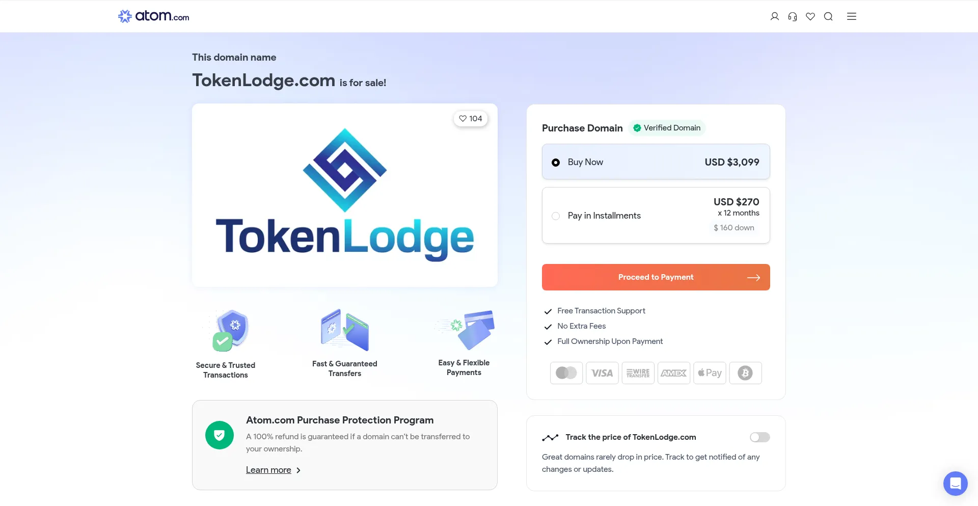 Website screenshot of Tokenlodge.com
