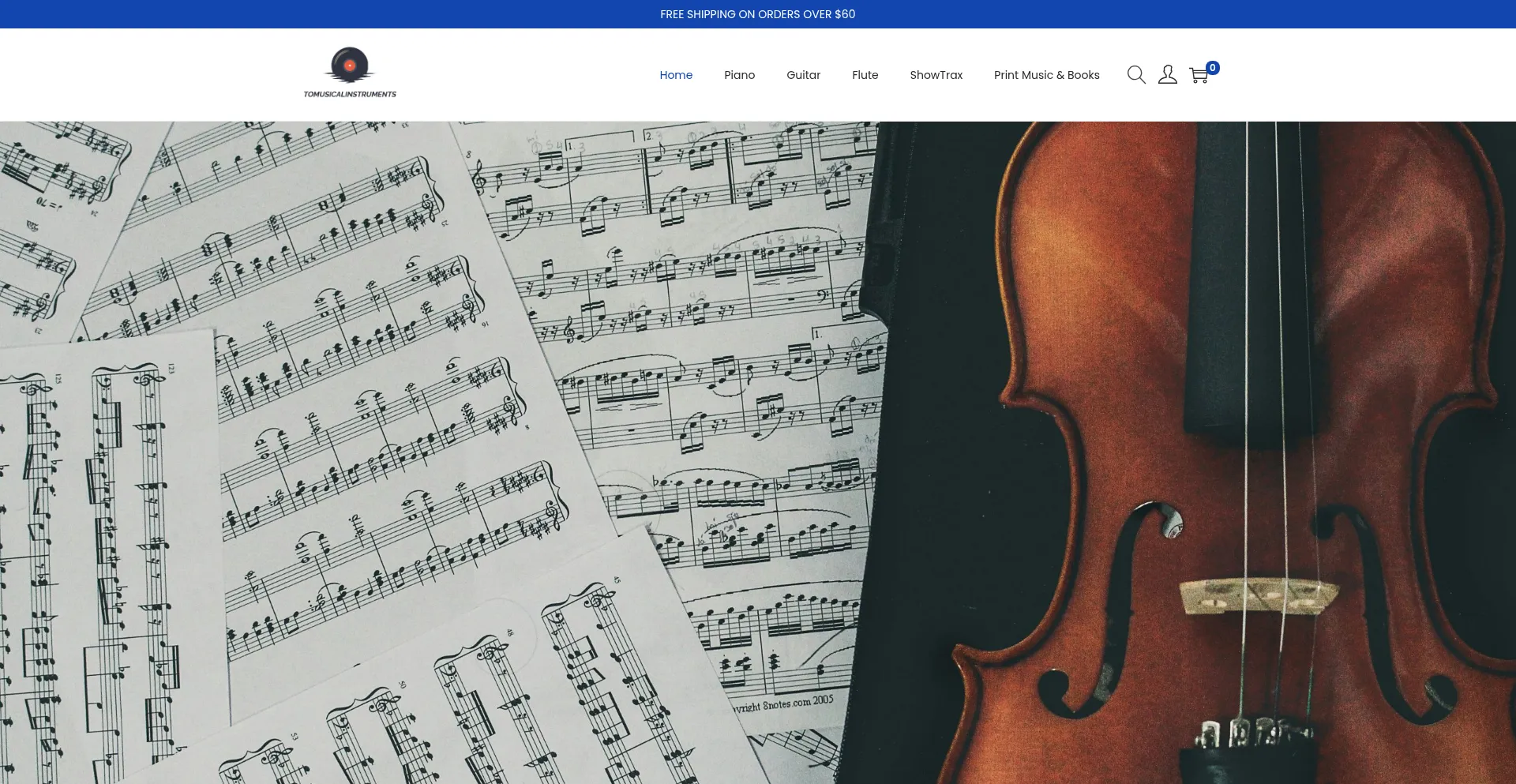 Website screenshot of Tomusicalinstruments.com