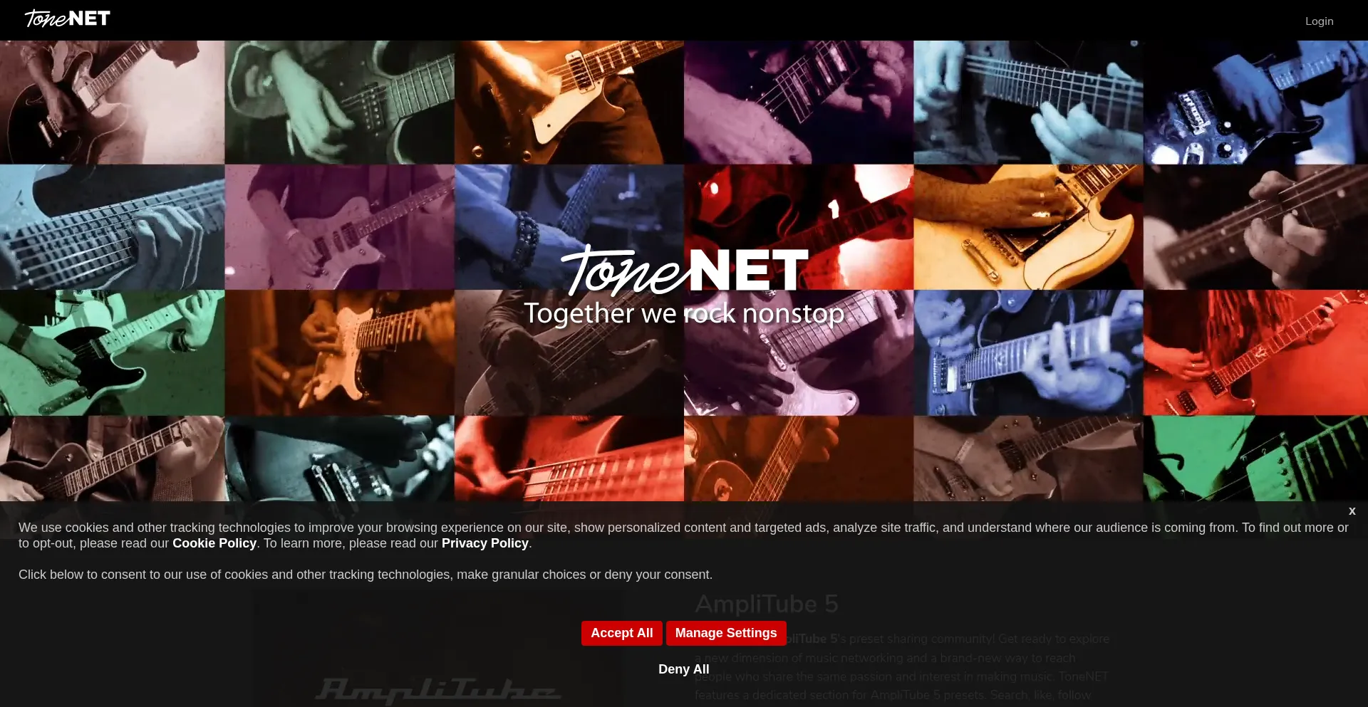 Website screenshot of Tone.net