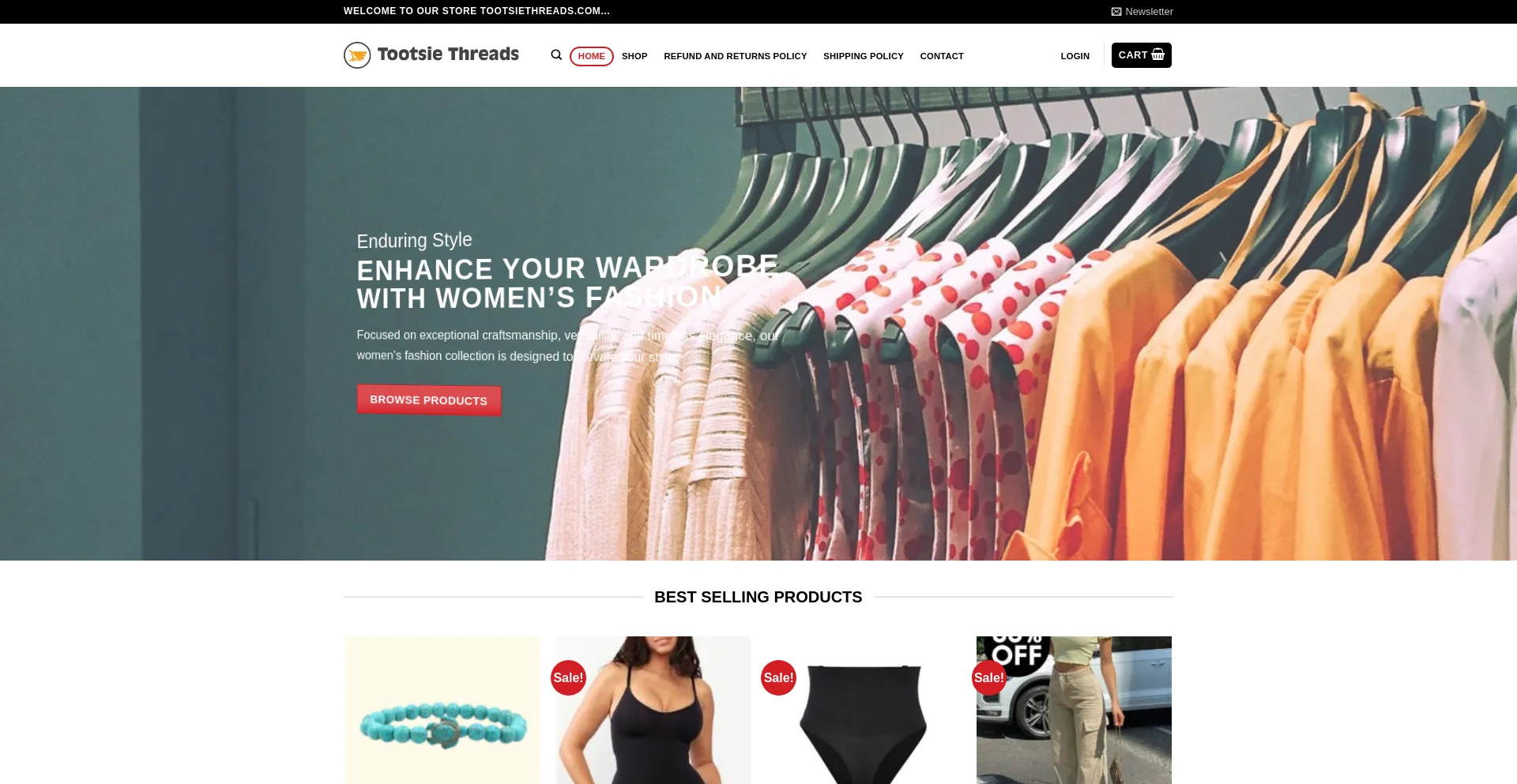 Website screenshot of Tootsiethreads.com