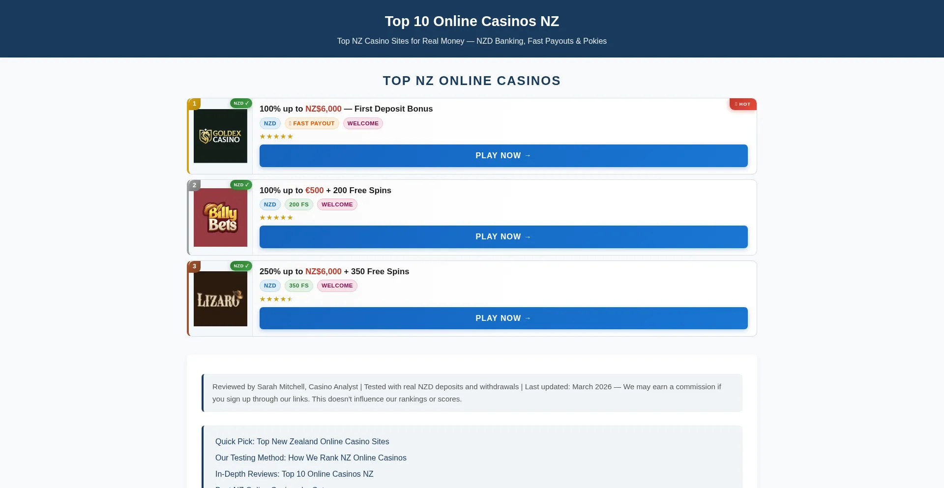 Topcasinosnz.co.com