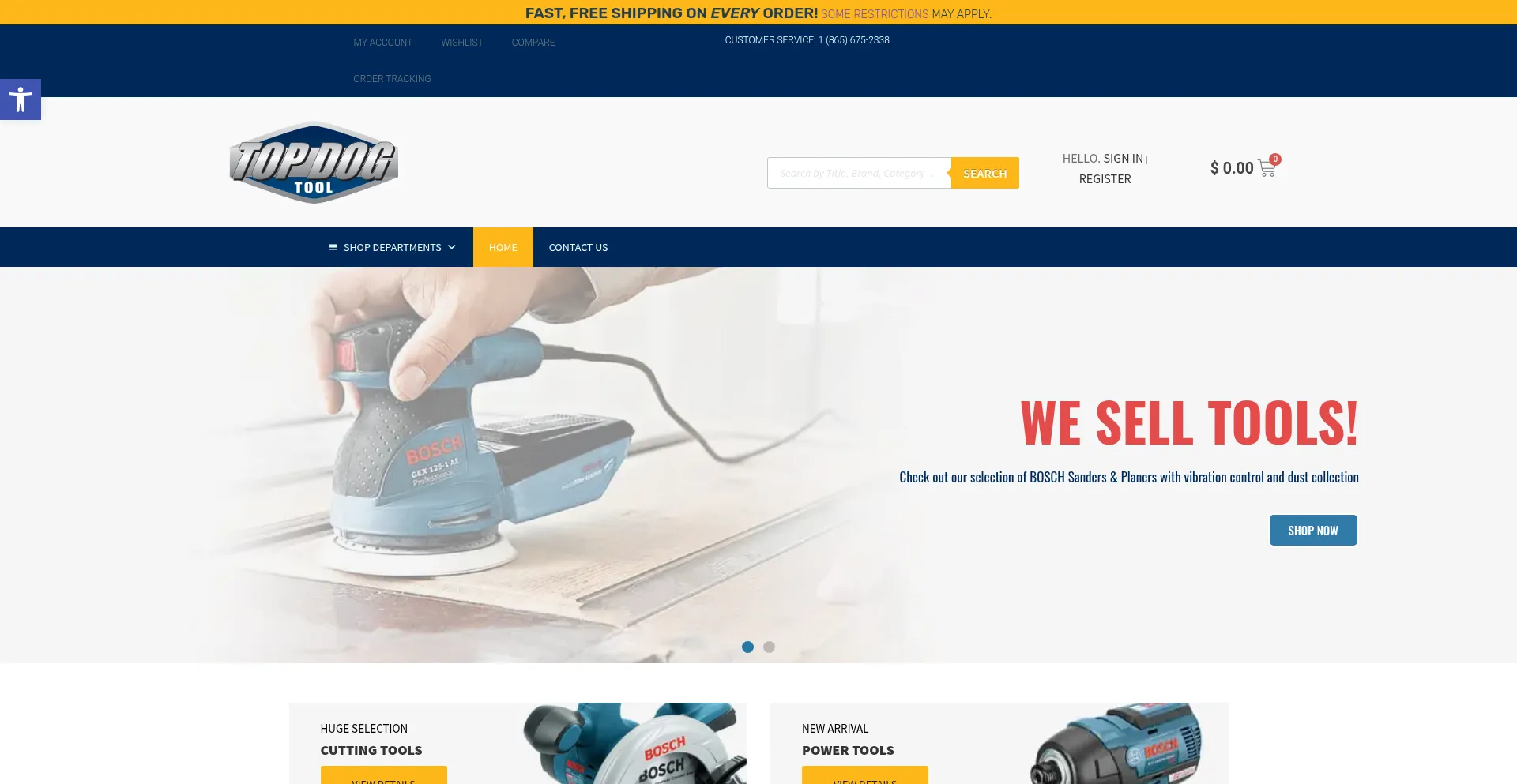 Website screenshot of Topdogtool.com