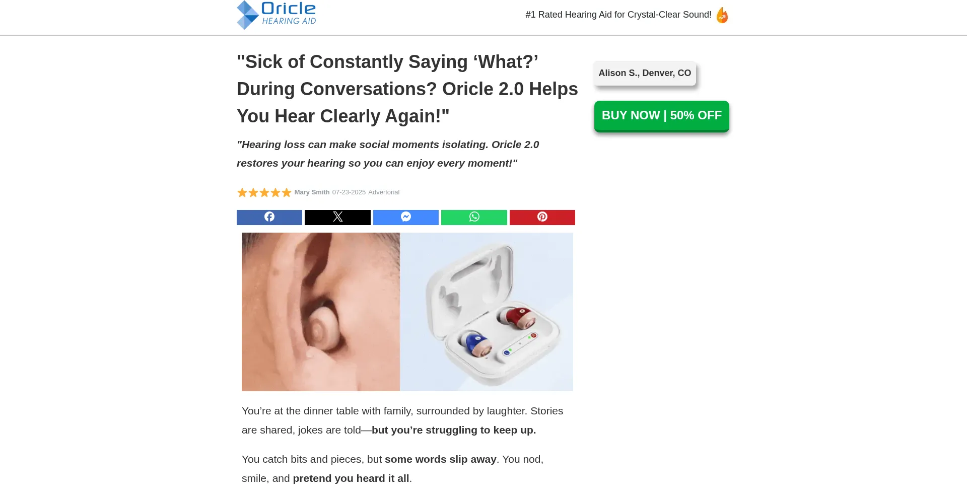 Website screenshot of Tophearingaids.co