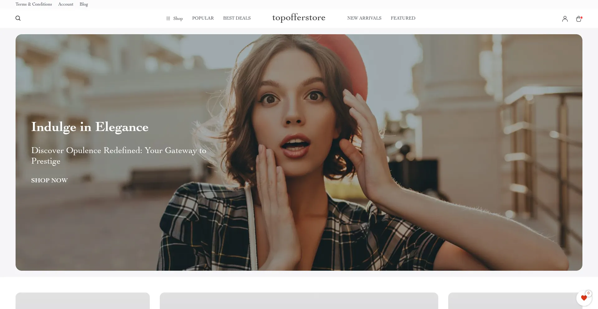 Website screenshot of Topofferstore.com