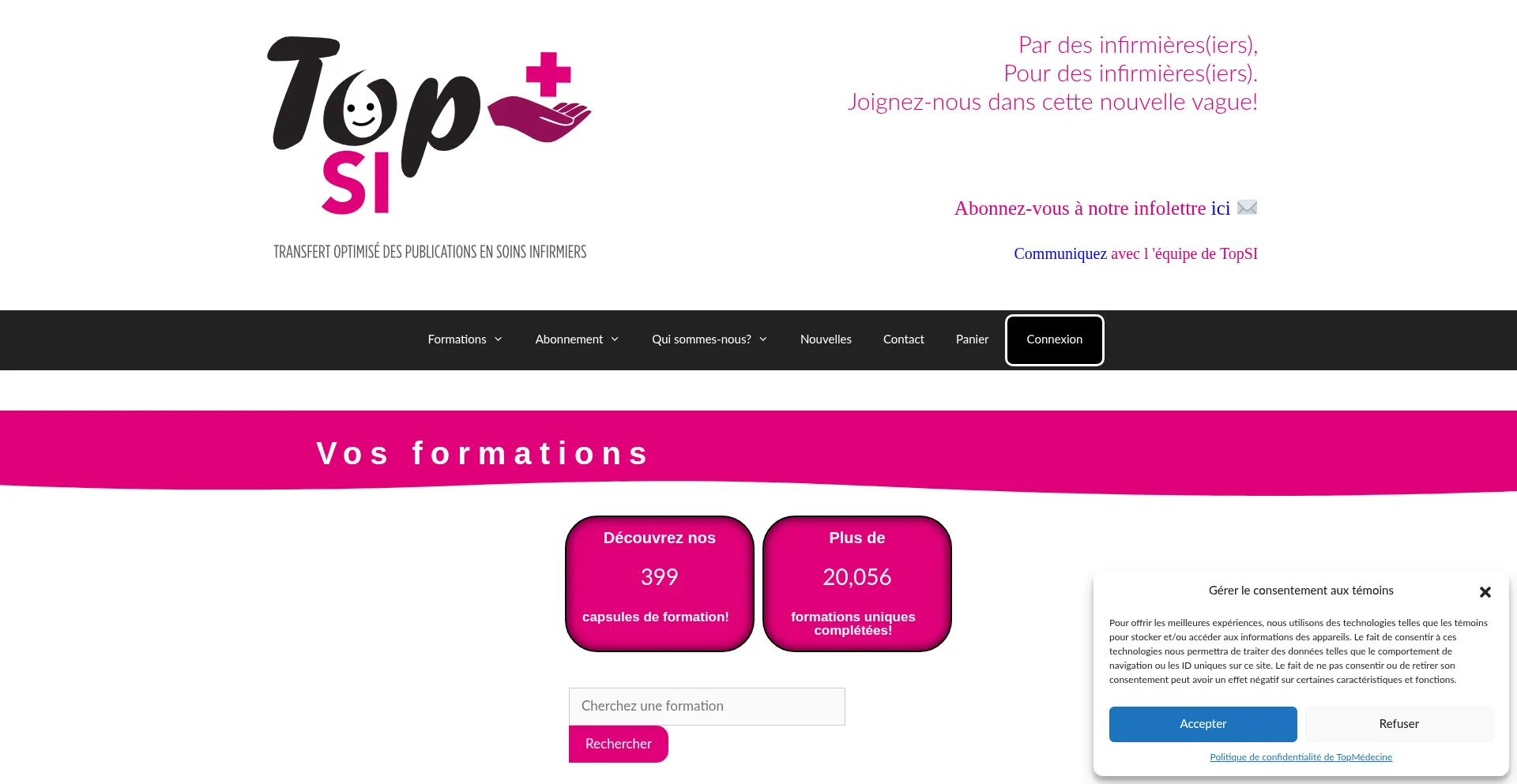 Website screenshot of Topsi.ca