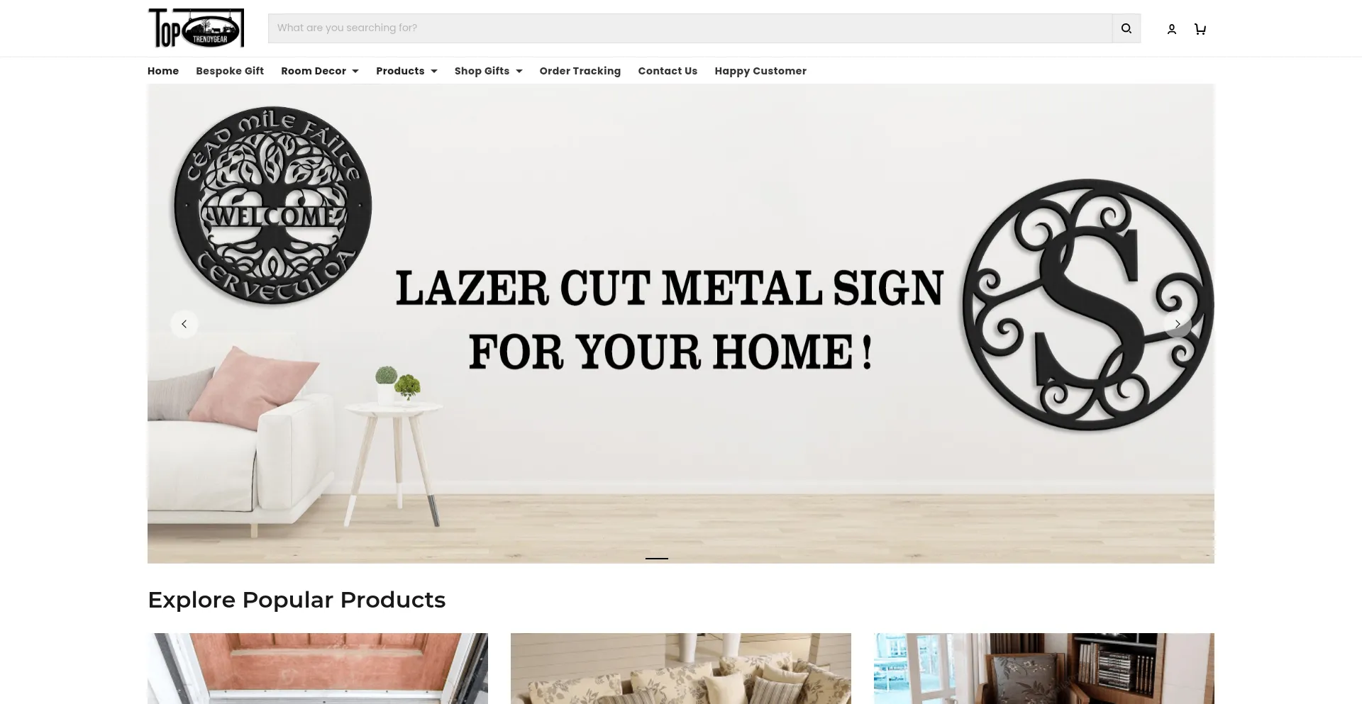 Website screenshot of Toptrendygear.com