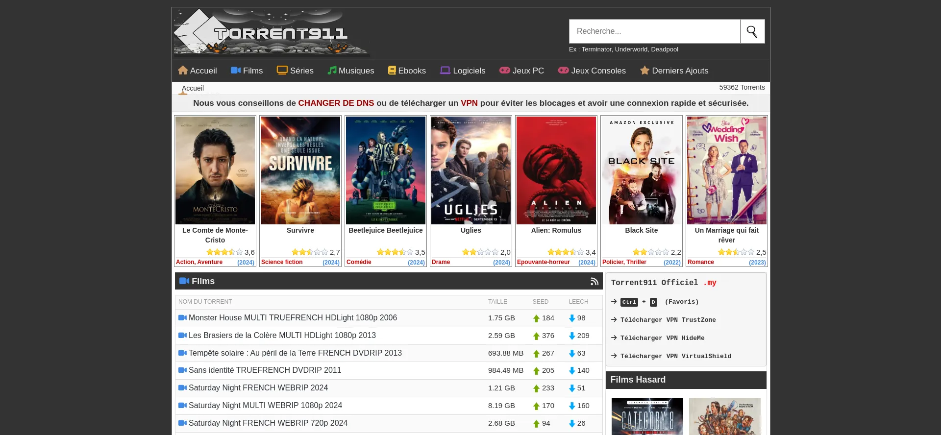 Website screenshot of Torrent911.tw