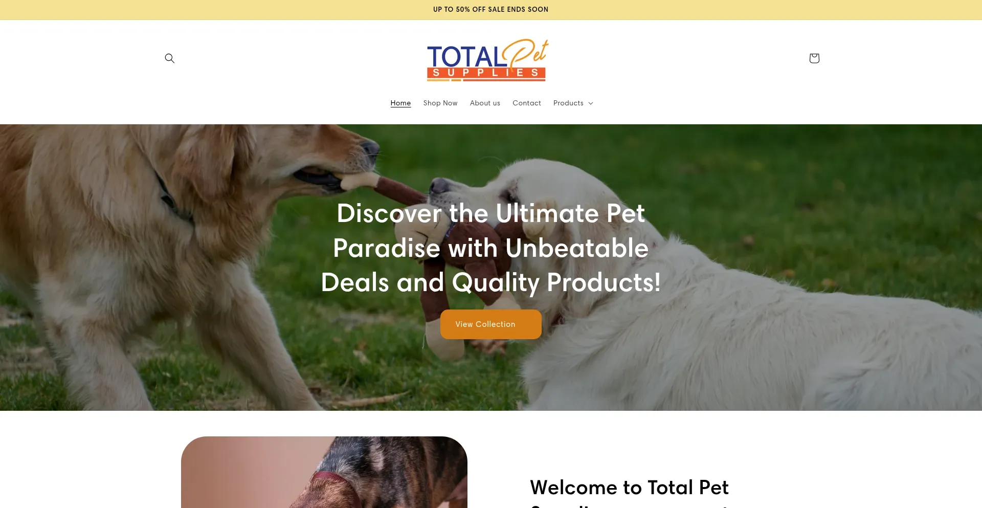Website screenshot of Totalpetsupplies.com.au