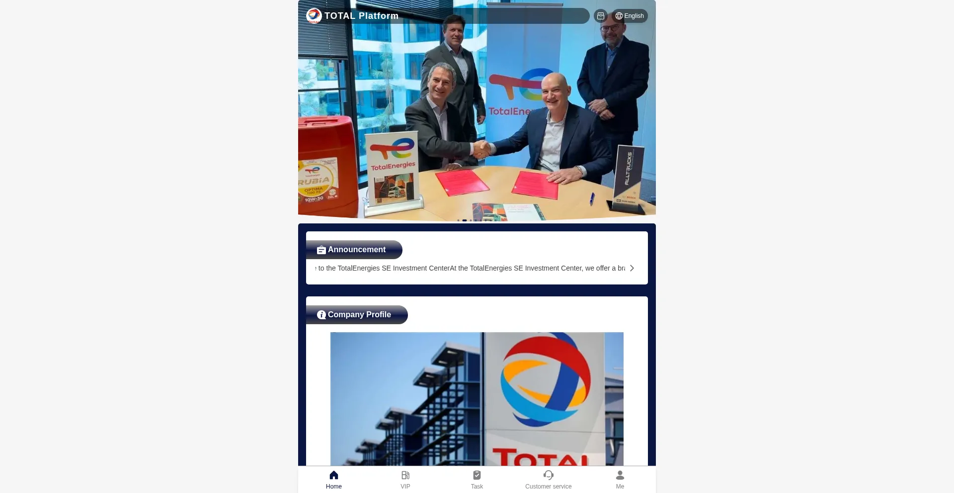 Website screenshot of Totalsvip.com