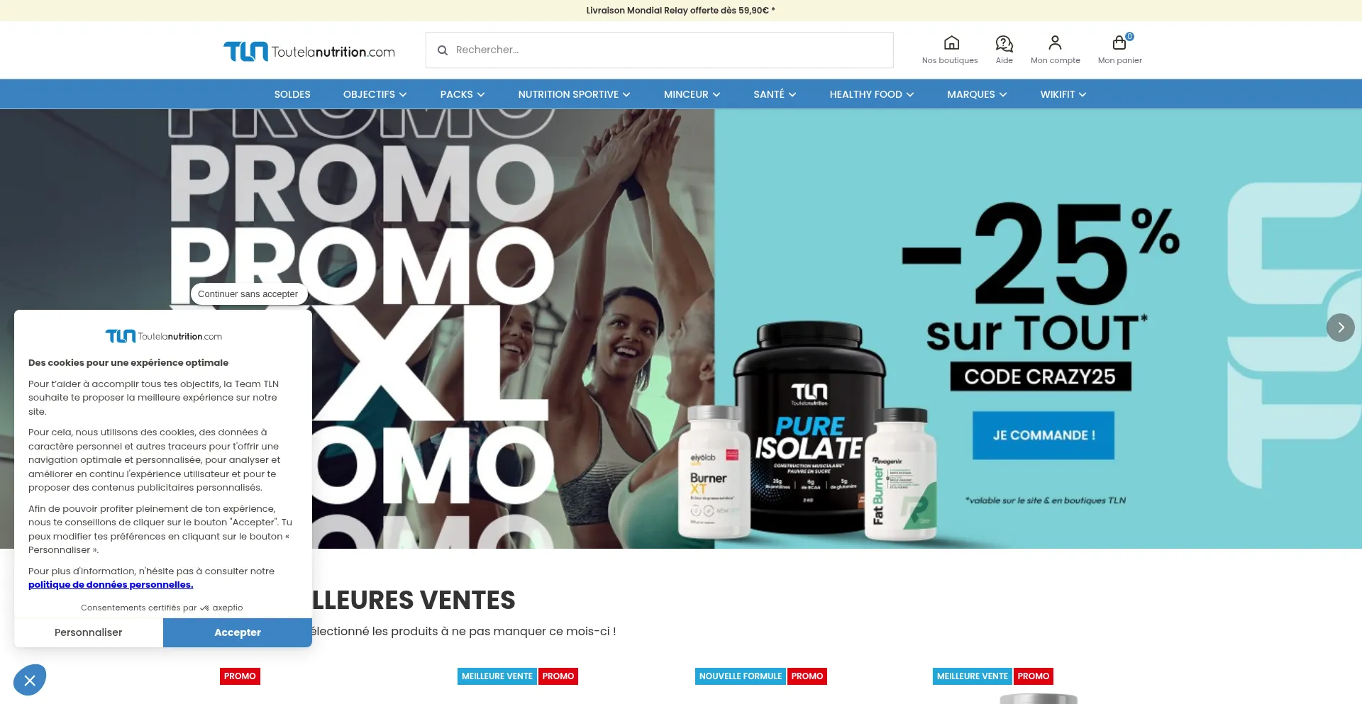 Website screenshot of Toutelanutrition.com