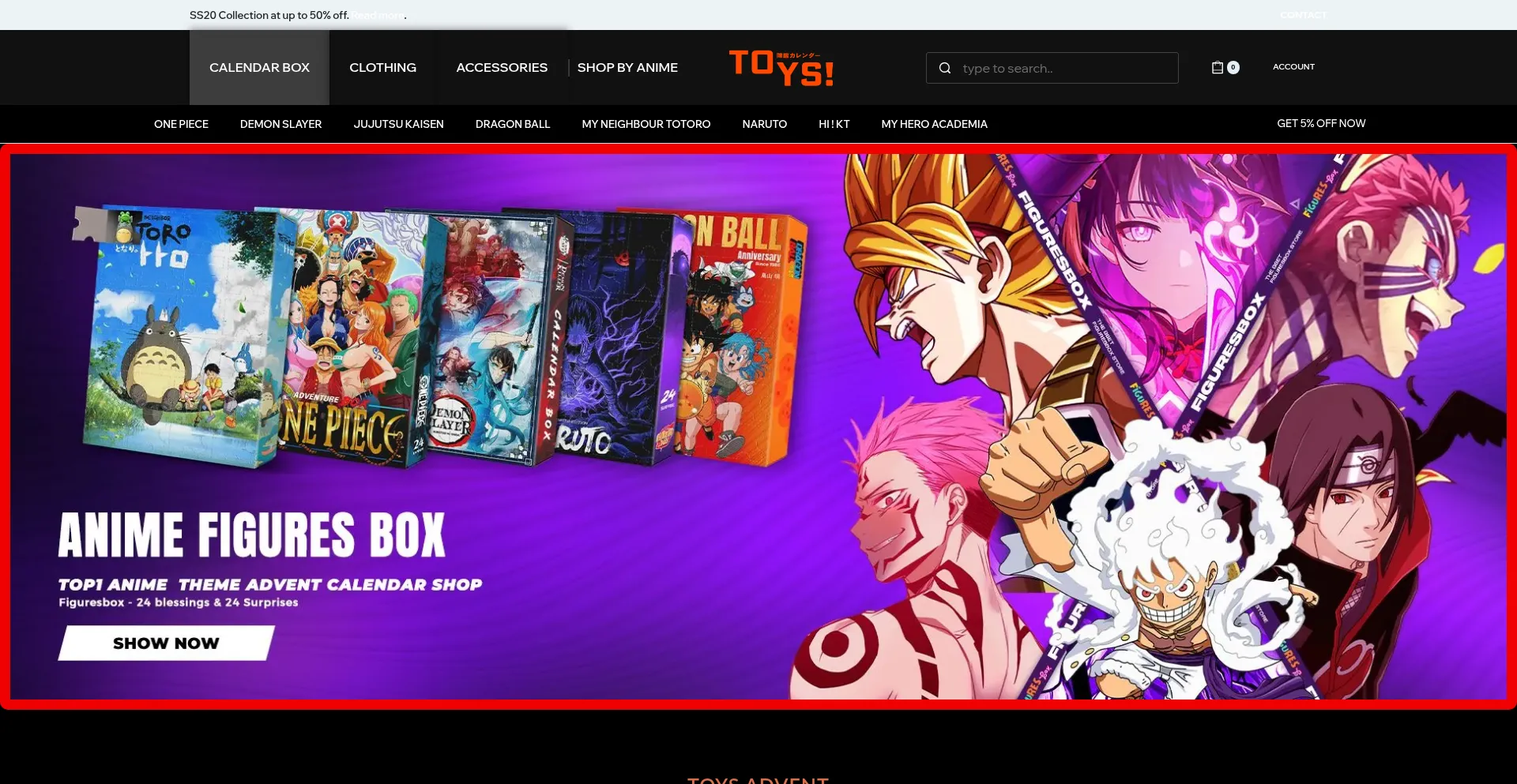 Website screenshot of Toysadvent.com