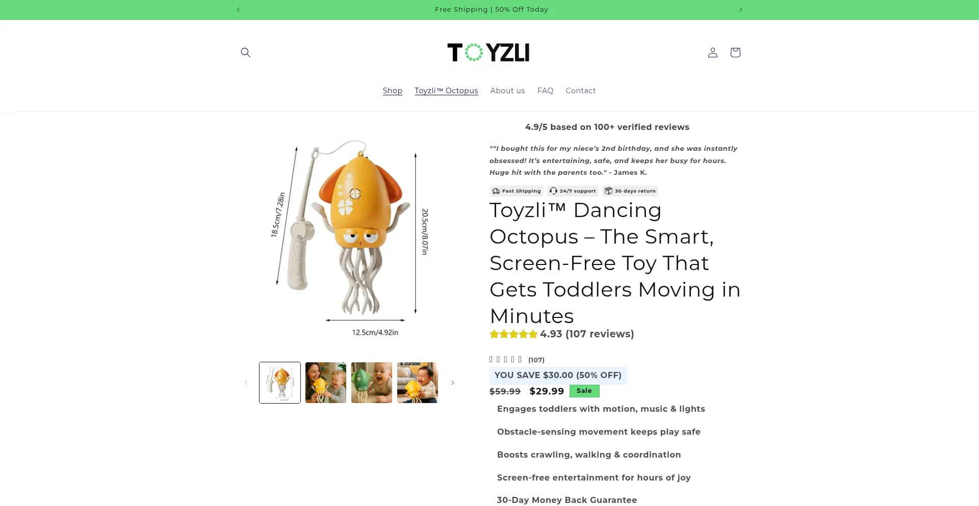 Website screenshot of Toyzli.co