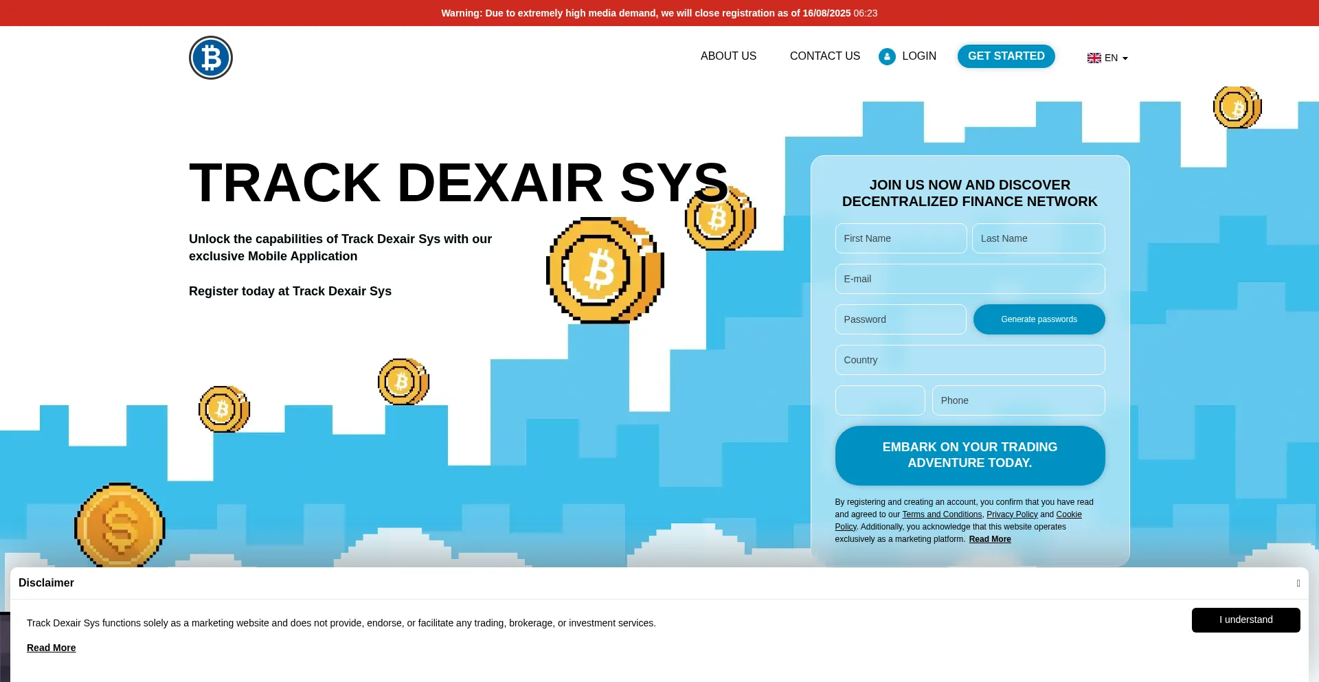 Website screenshot of Trackdexairsys-soft.com