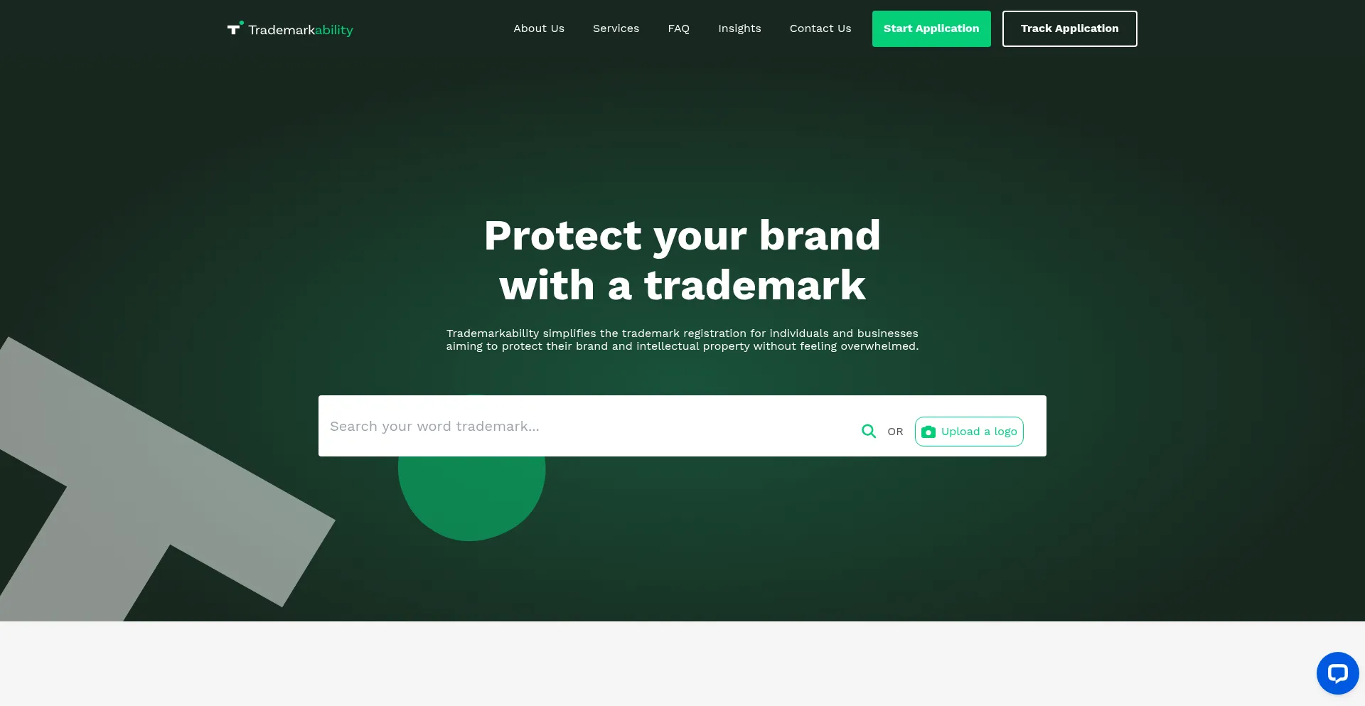 Website screenshot of Trademarkability.com.au