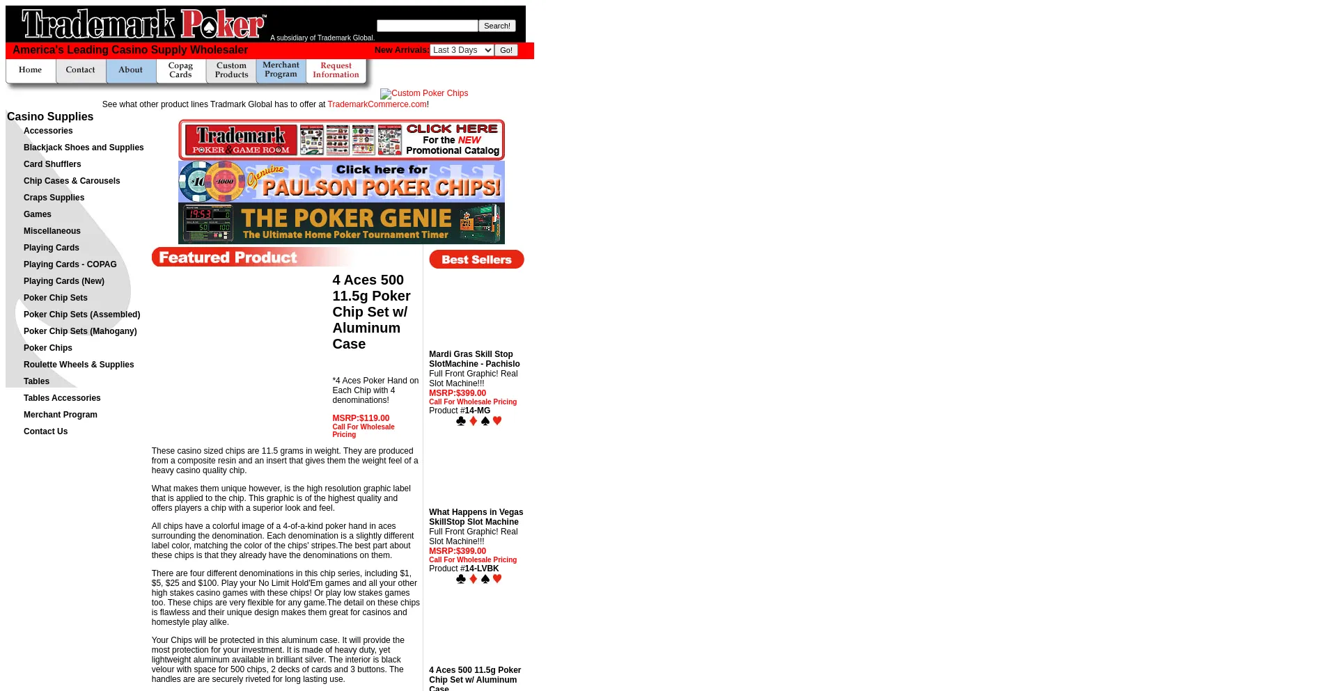 Website screenshot of Trademarkpoker.com