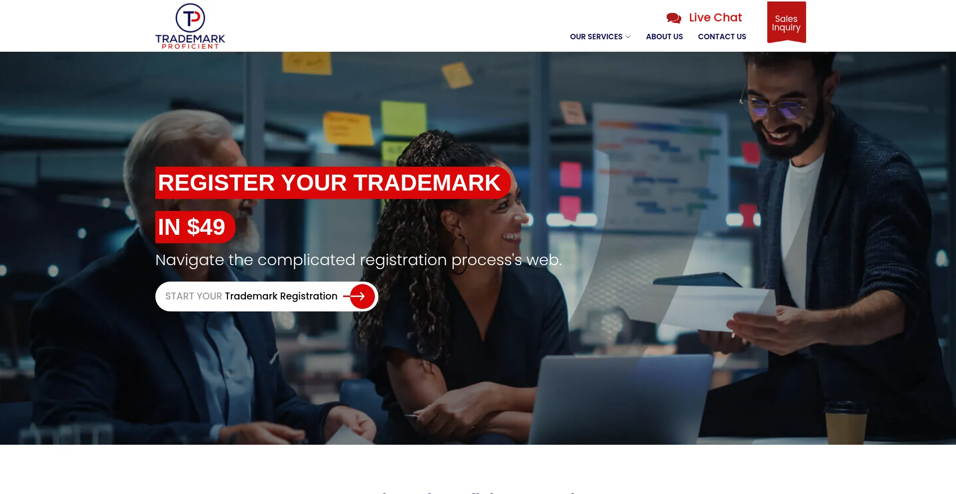 Website screenshot of Trademarkproficient.com