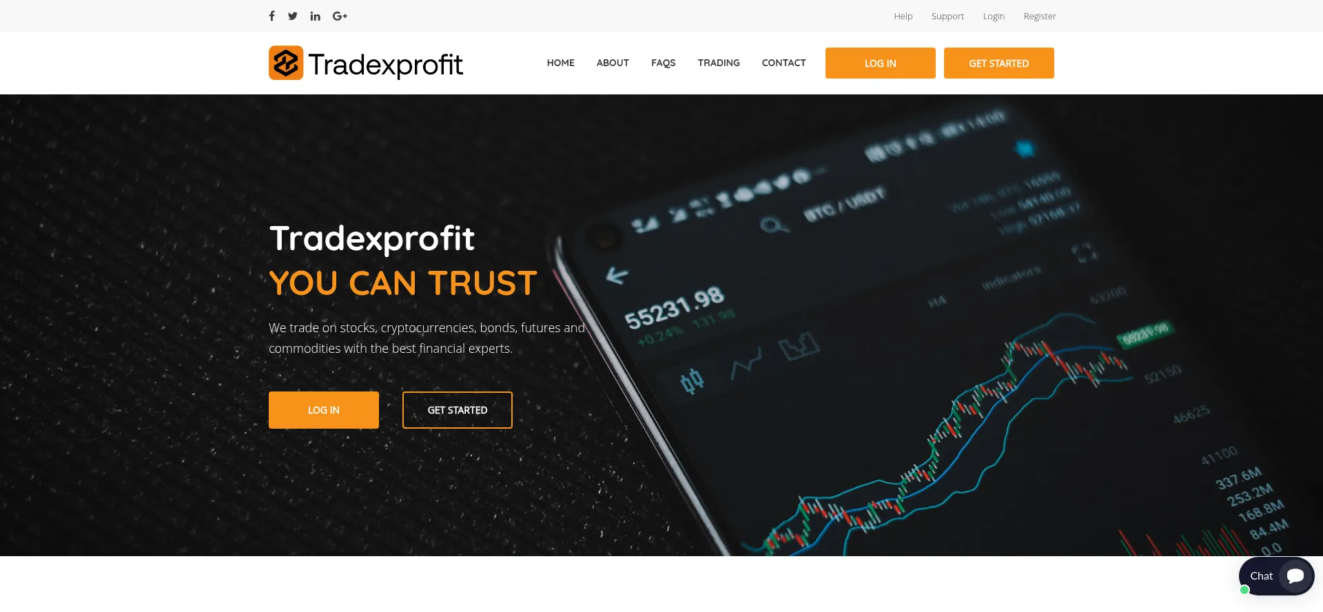 Website screenshot of Tradexprofit.com