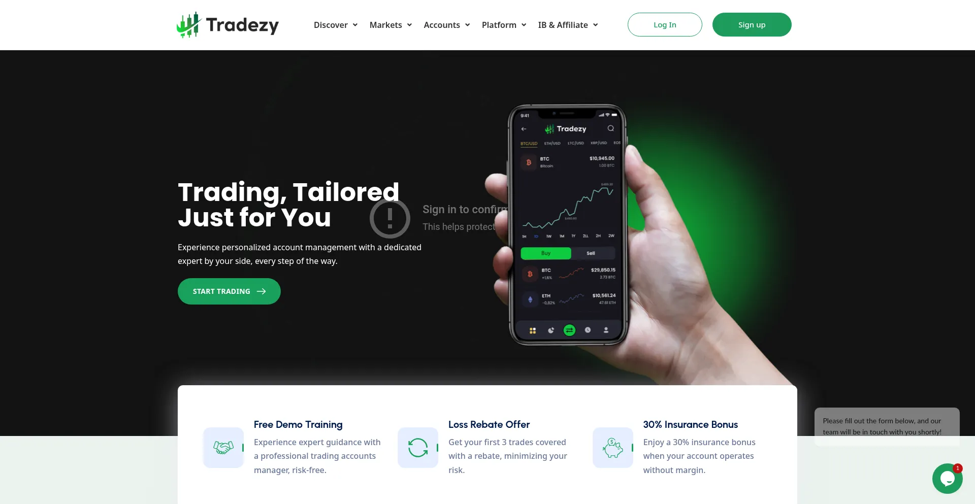 Website screenshot of Tradezyfx.com