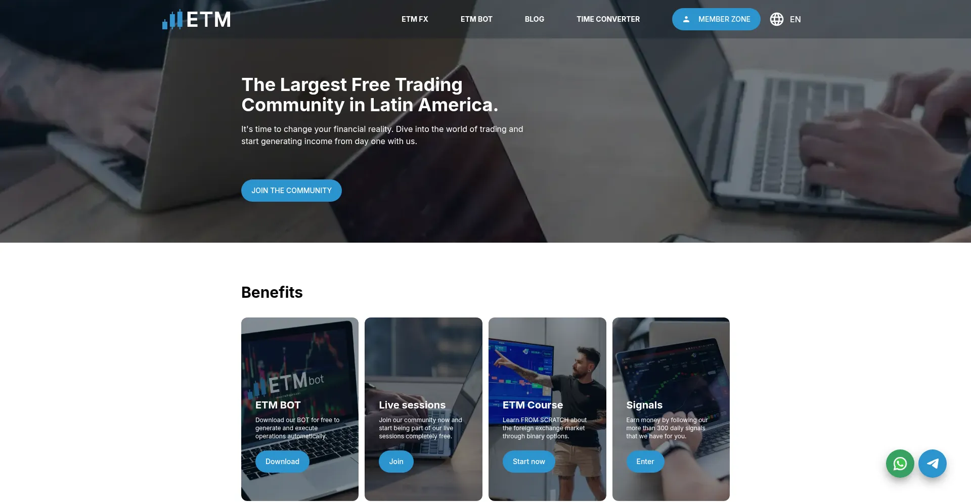 Website screenshot of Tradingetm.com