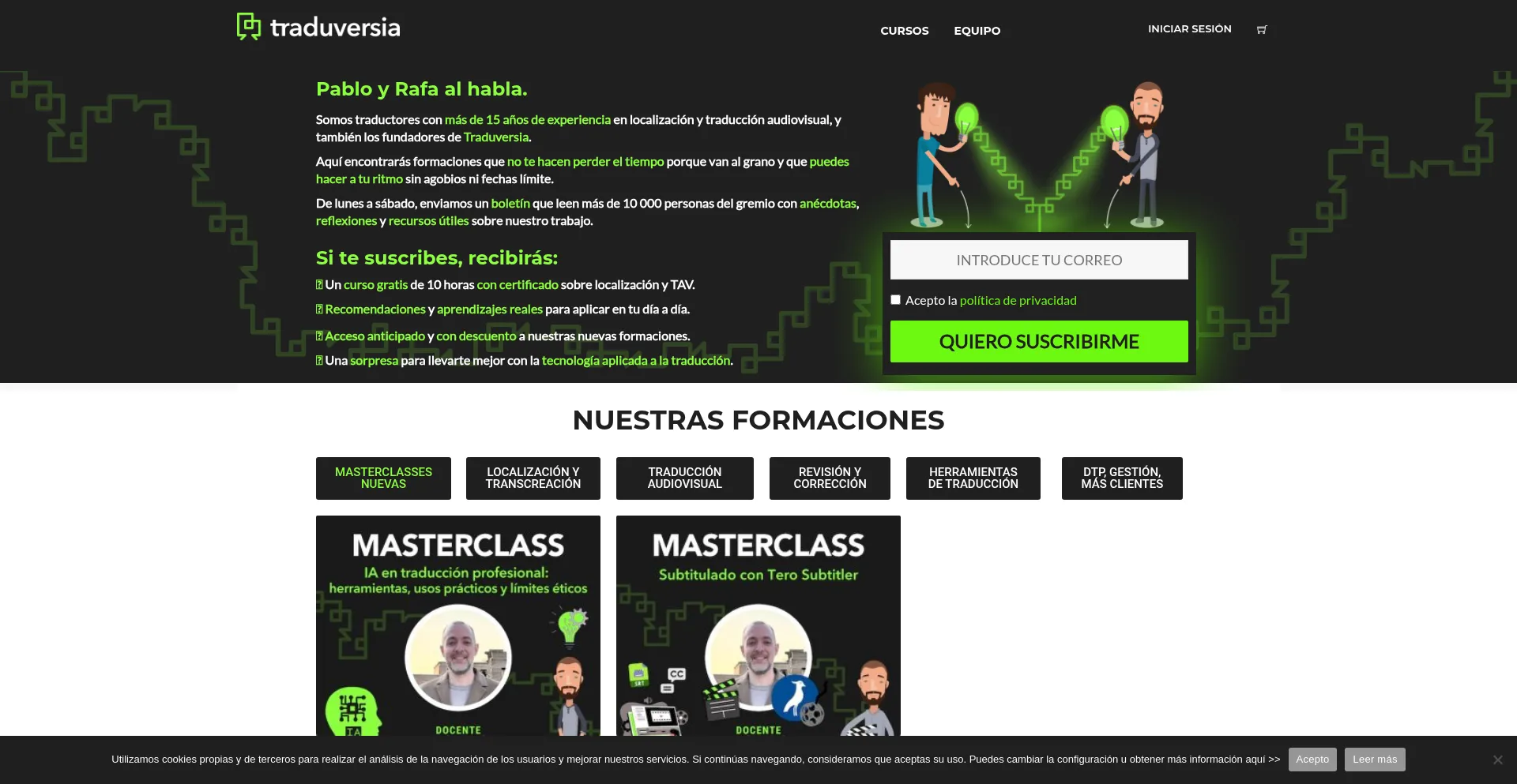 Website screenshot of Traduversia.com