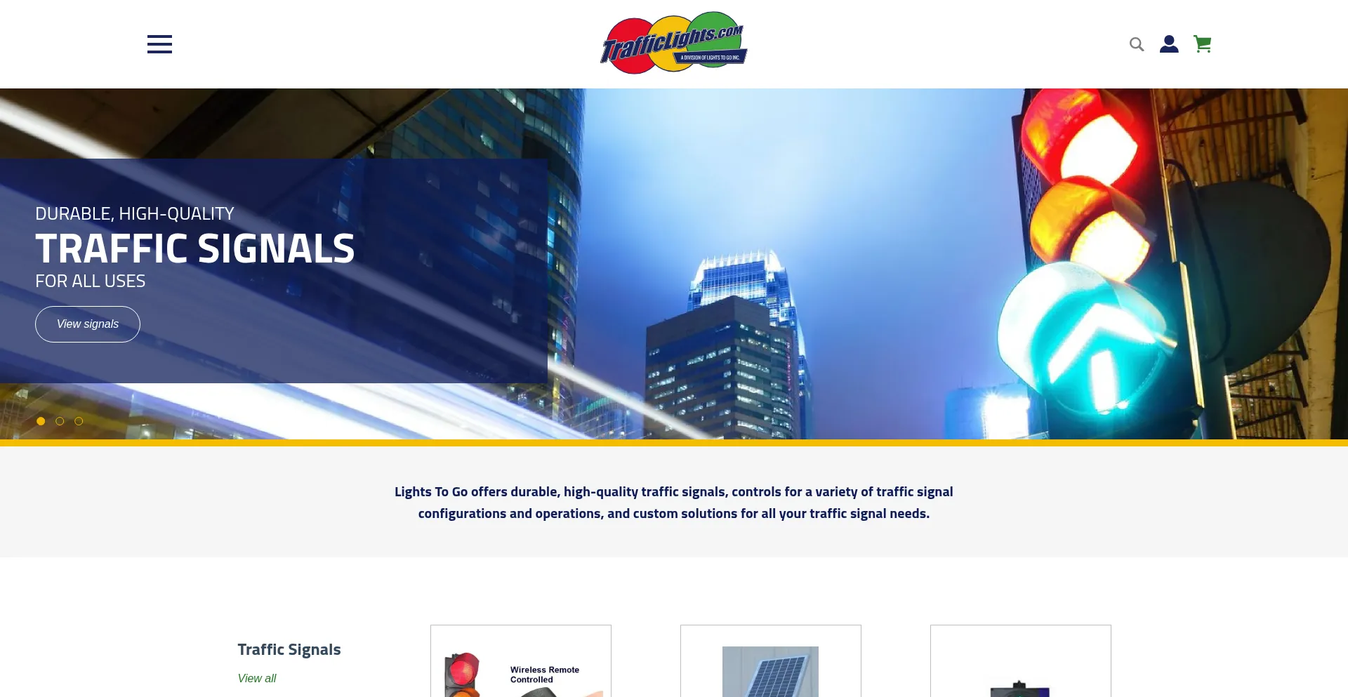 Website screenshot of Trafficlights.com