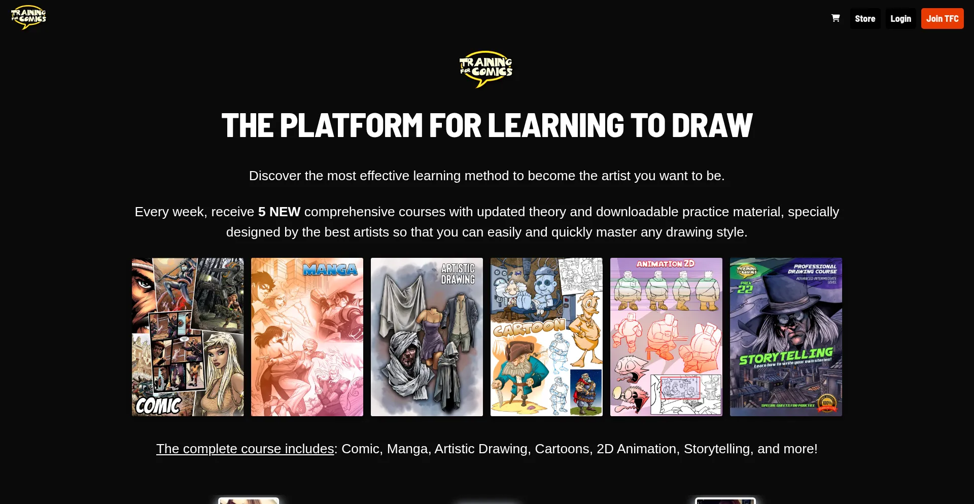 Trainingforcomics.com Screenshot
