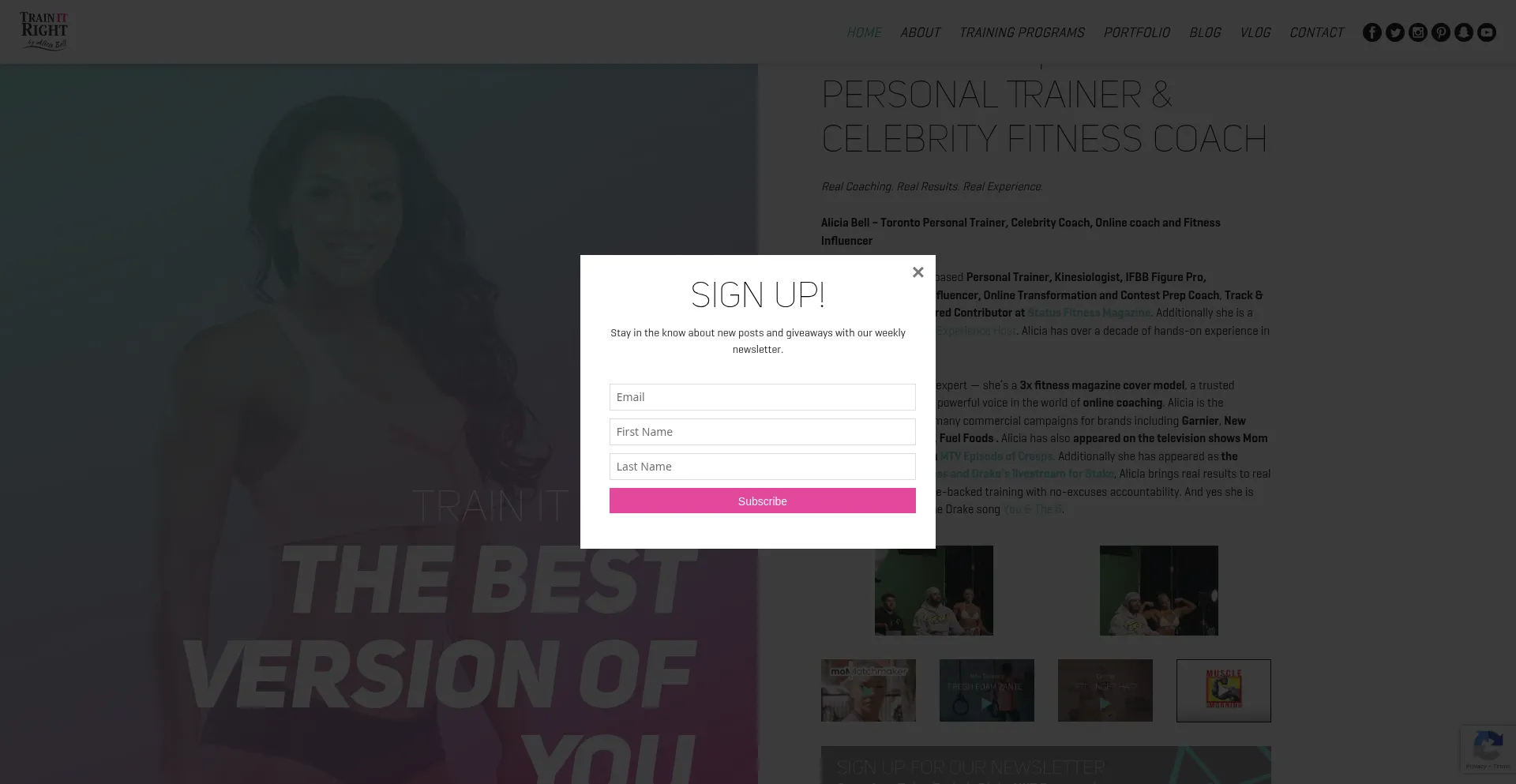Website screenshot of Trainitright.com