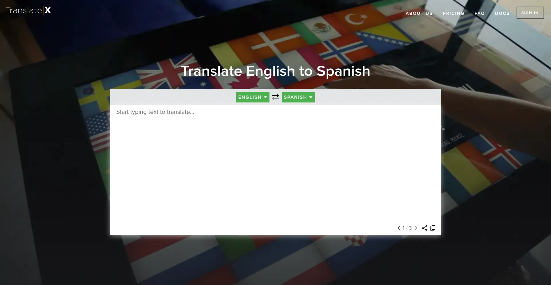 Website screenshot of Translatex.com