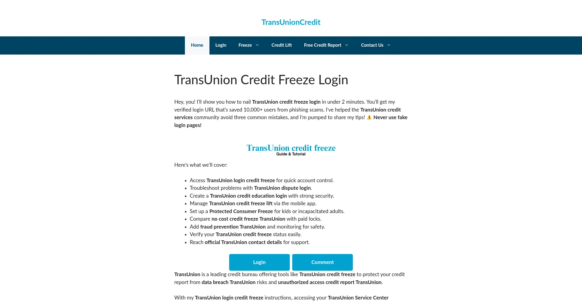 Website screenshot of Transunioncredit.com.co
