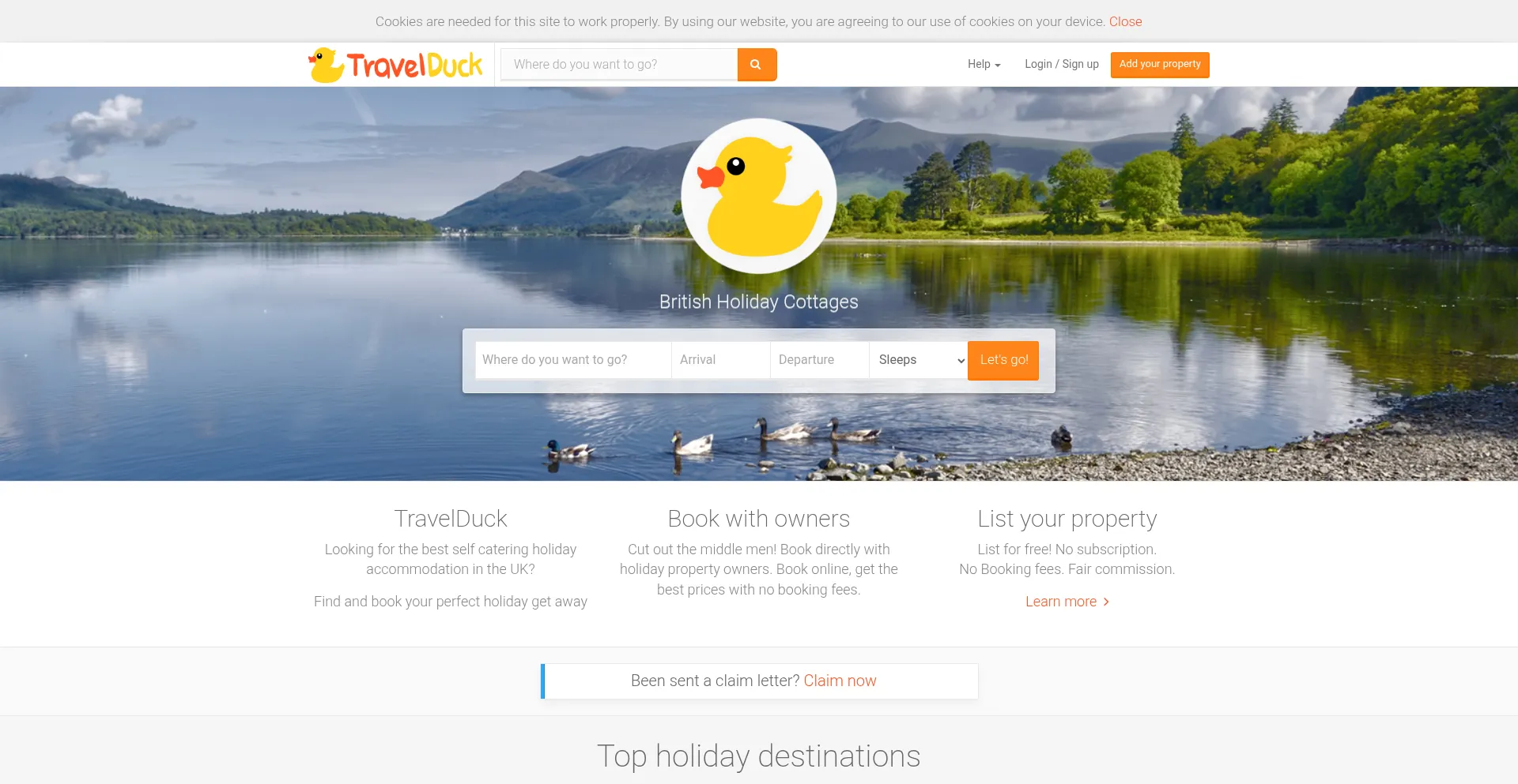 Website screenshot of Travelduck.co
