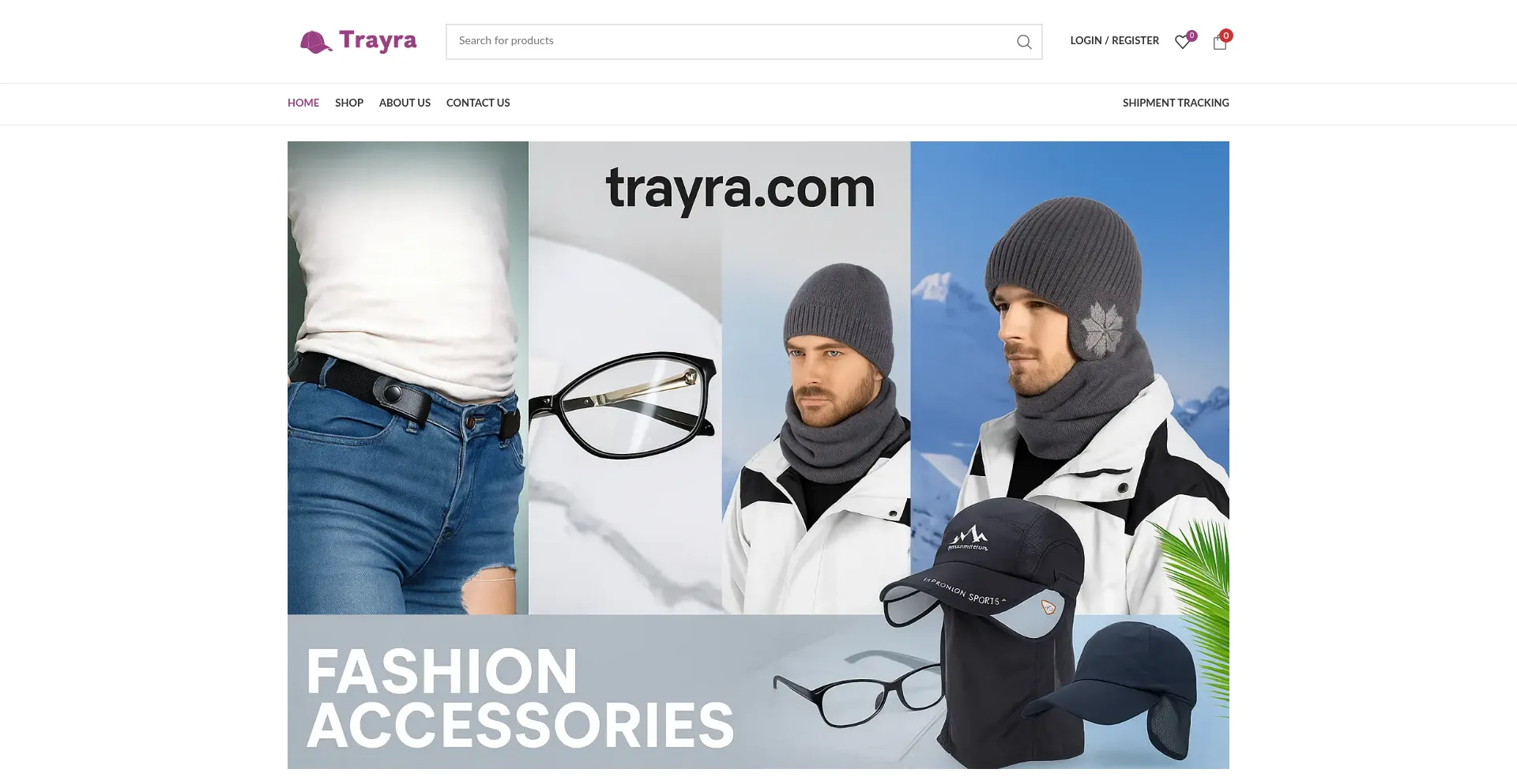 Website screenshot of Trayra.com