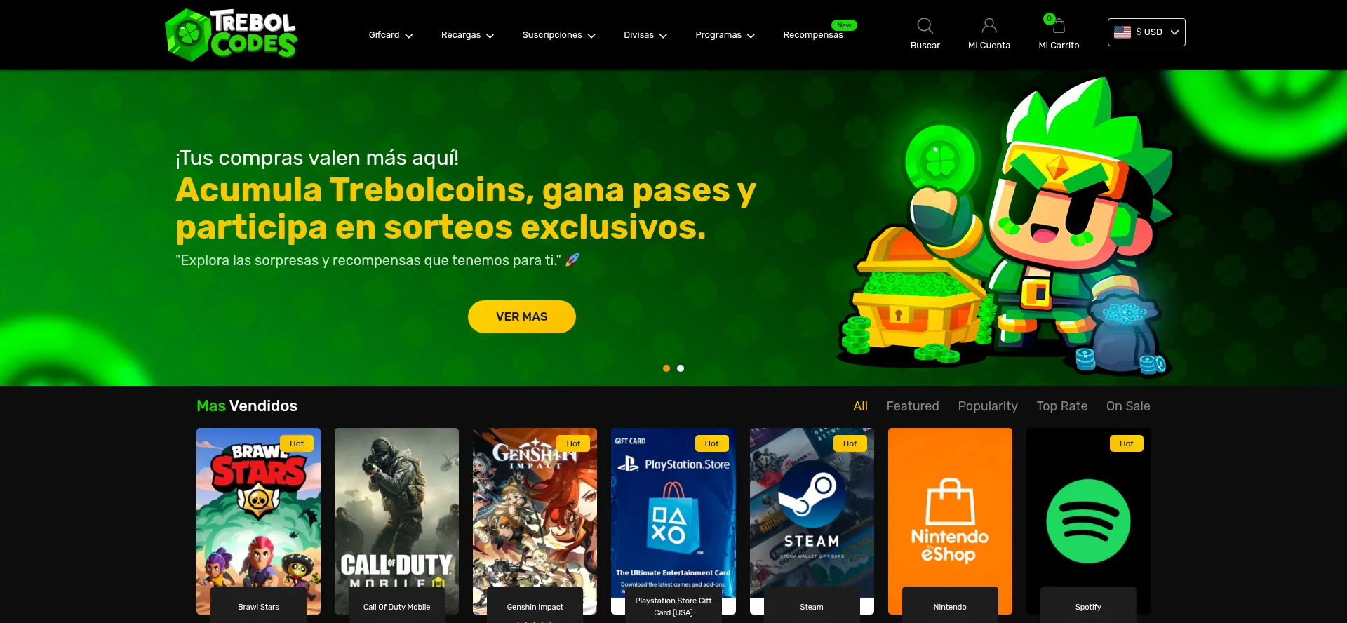 Website screenshot of Trebolcodes.com