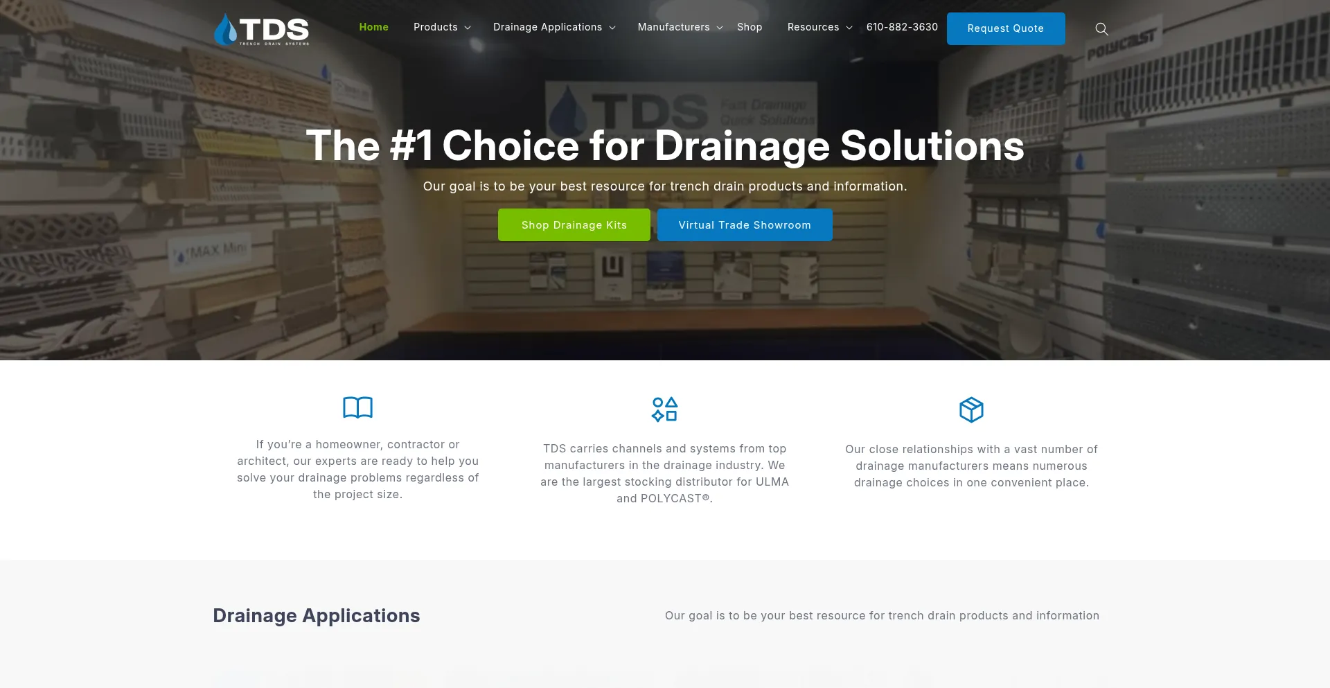 Website screenshot of Trenchdrain.com