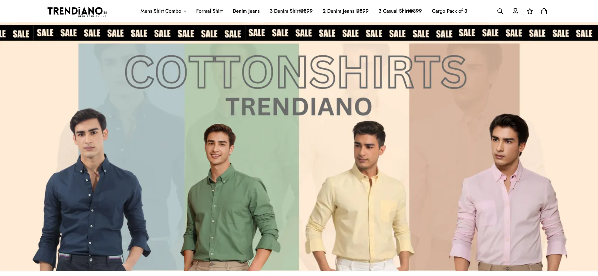 Website screenshot of Trendiano.in